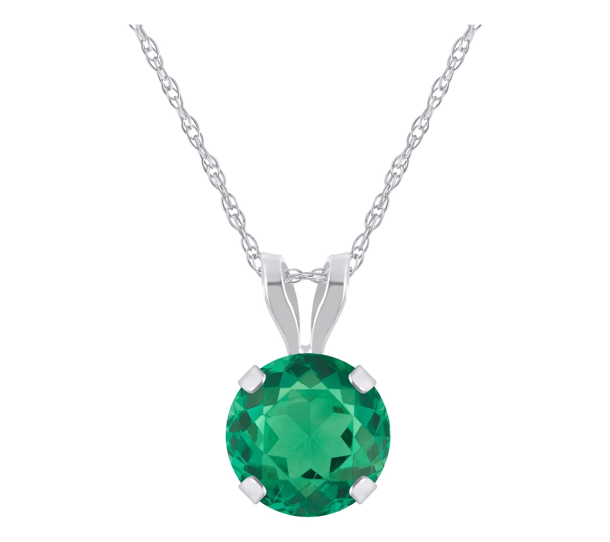 Affinity Gems Round Created Gemstone Pendant w/Chain, 10K