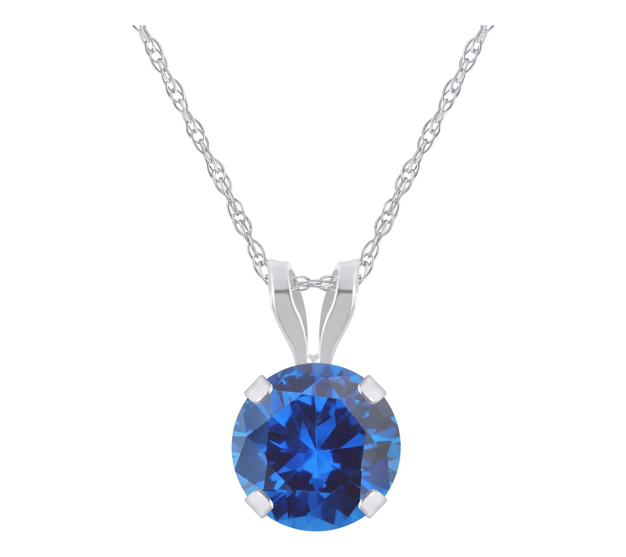 Affinity Gems Round Created Gemstone Pendant w/Chain, 10K