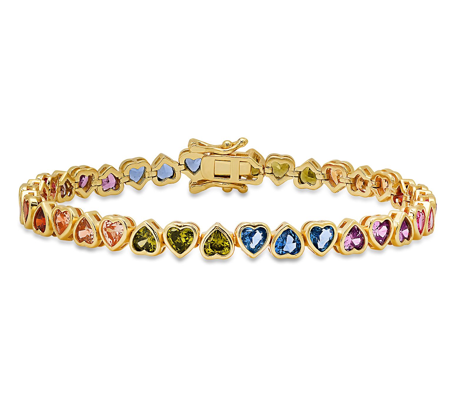 Diamonique Multi Color Heart Tennis Bracelet, Sterling