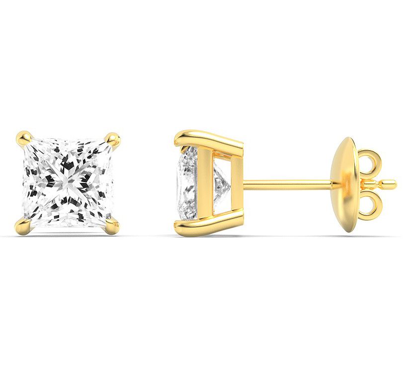 Fire Light 3.00 cttw Lab Grown Diamond PrincessEarrings, 14K