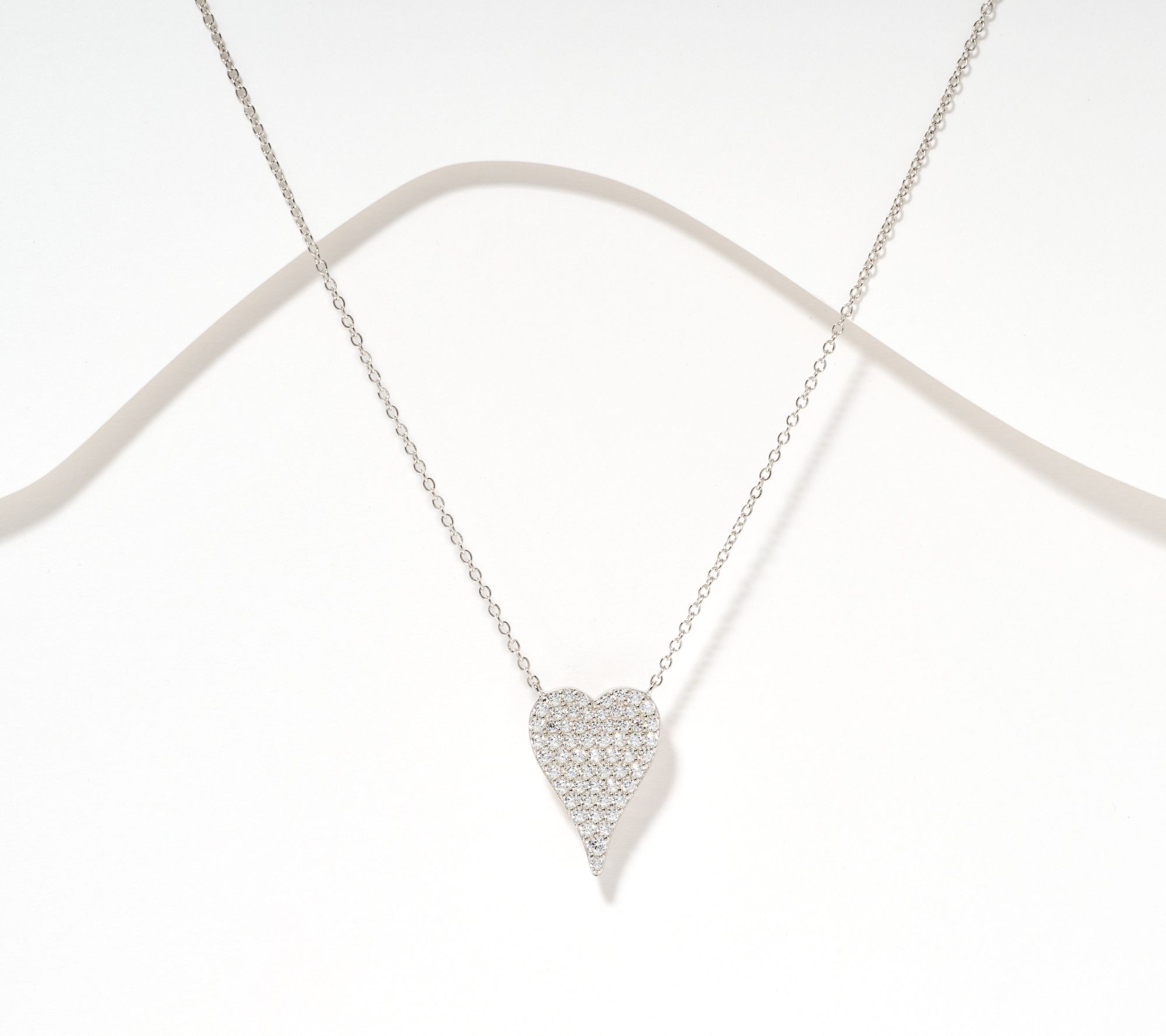 Diamonique x Jennifer Miller Boxed Pave Heart Necklace, Sterl