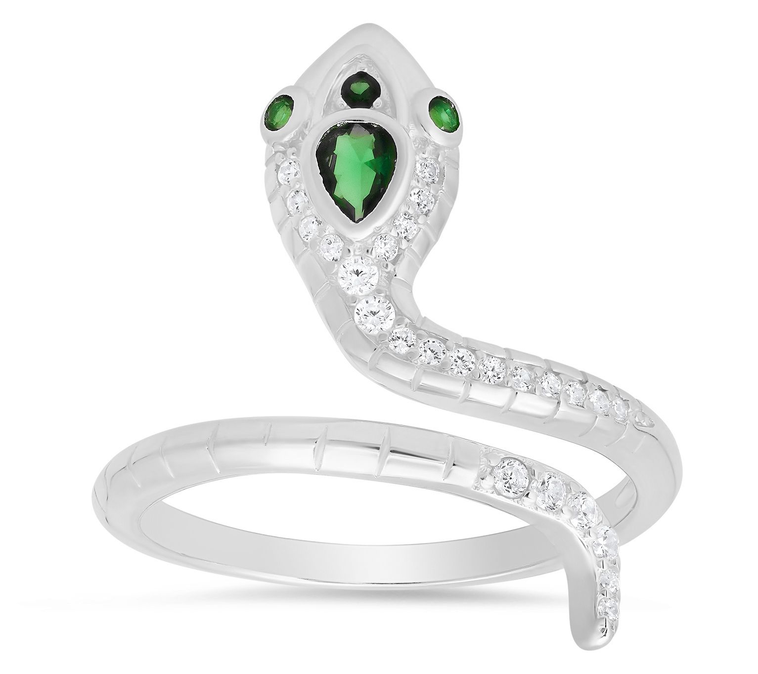 Diamonique Pave Snake Ring, Sterling Silver