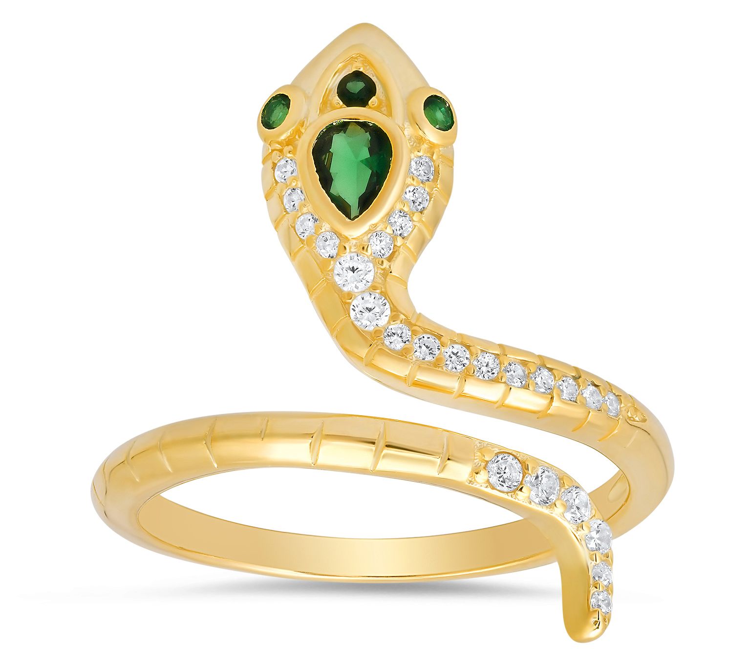 Diamonique Pave Snake Ring, Sterling Silver