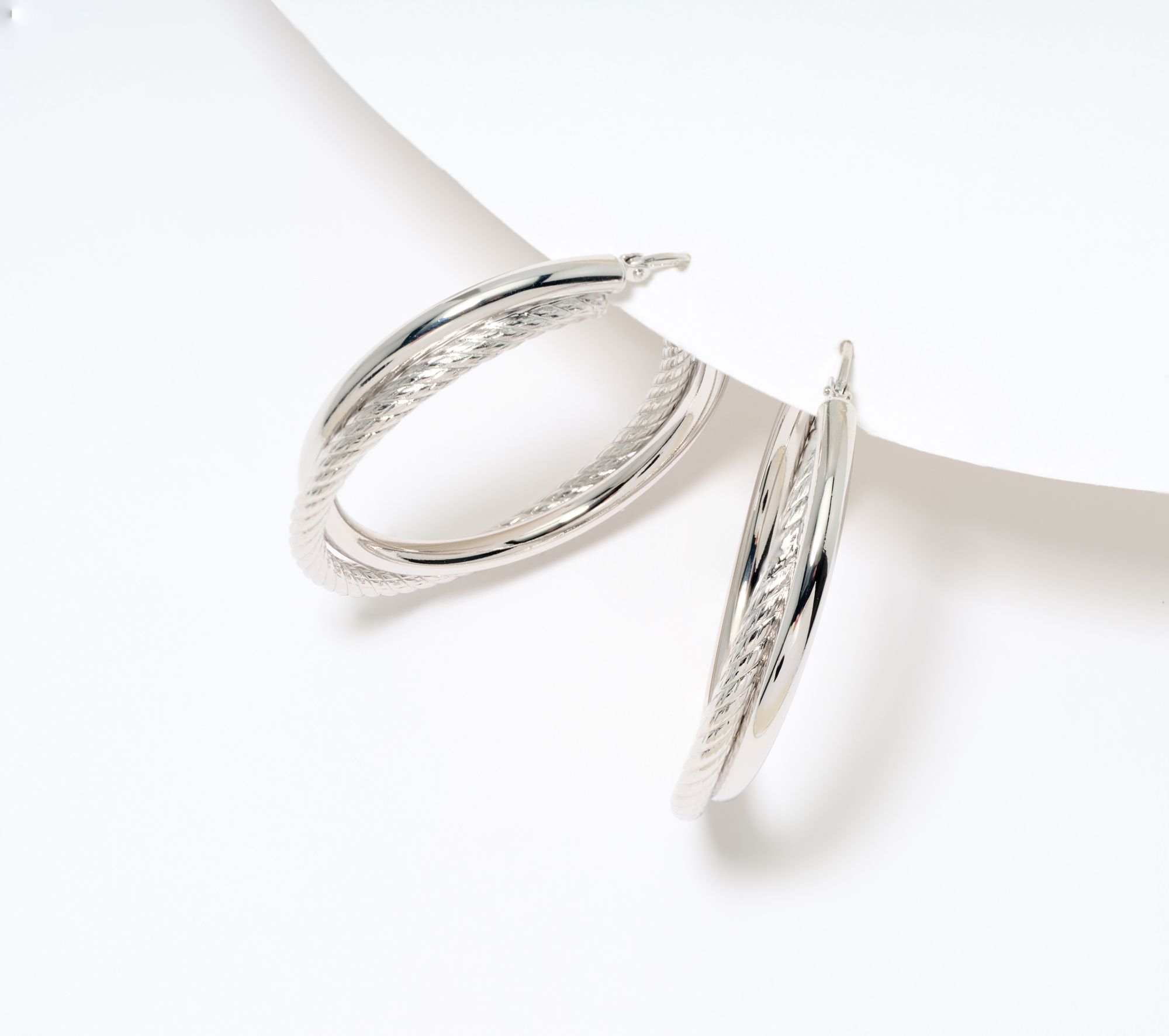 David Markstein Bronze Double Twist Ribbed & Polished 1 1/2" Hoops