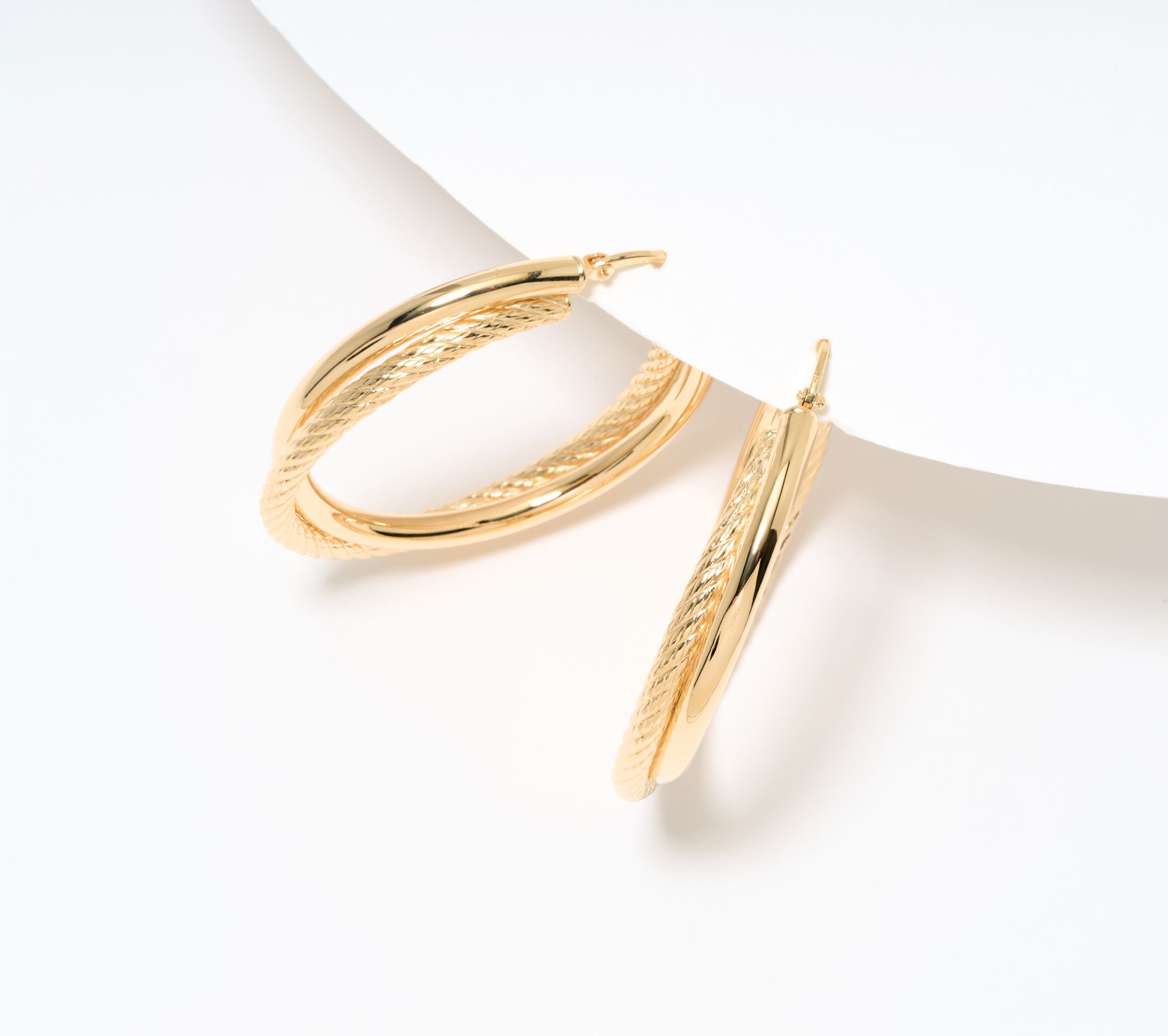 David Markstein Bronze Double Twist Ribbed & Polished 1 1/2" Hoops