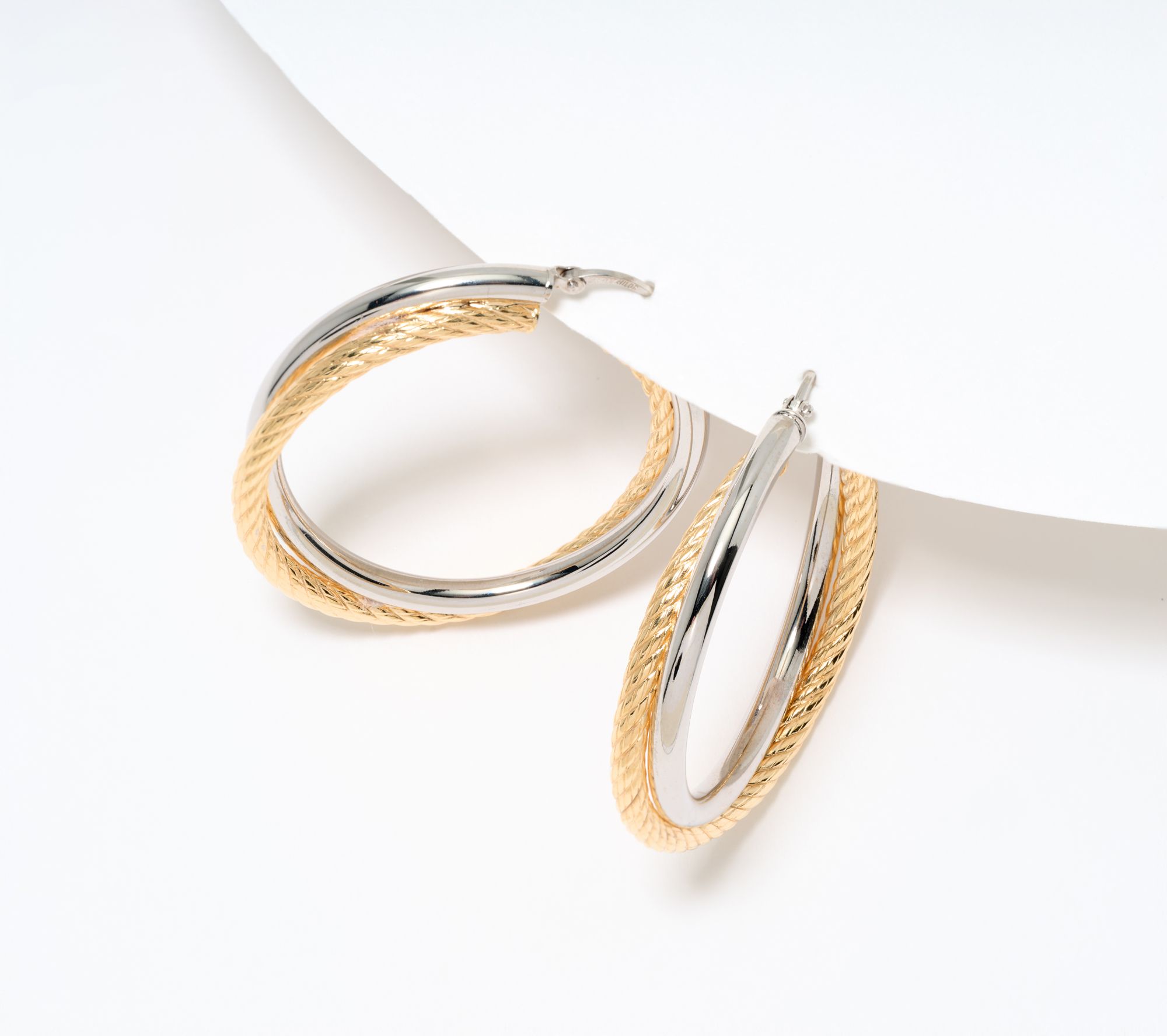 David Markstein Bronze Double Twist Ribbed & Polished 1 1/2" Hoops