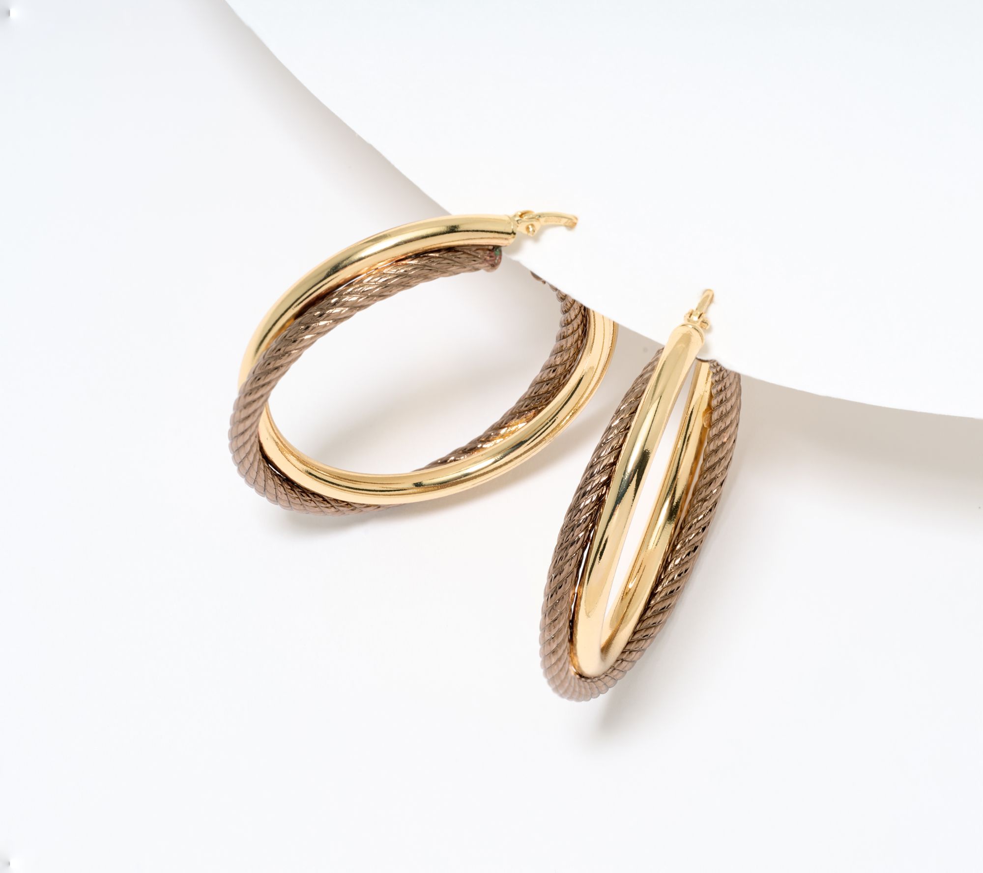 David Markstein Bronze Double Twist Ribbed & Polished 1 1/2" Hoops