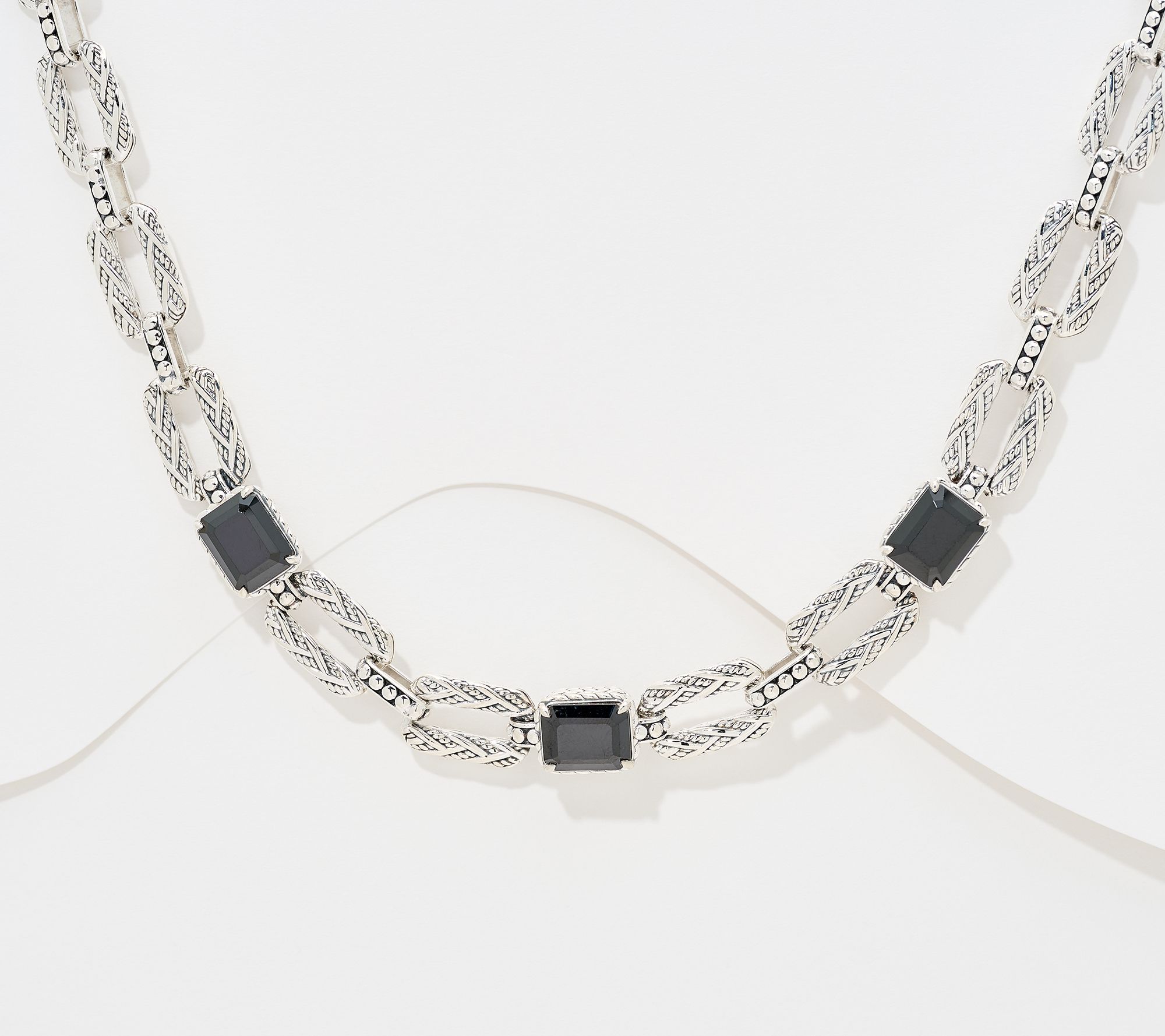 JAI Sterling Silver Legacy Woven Emerald Cut Gem 20" Necklace