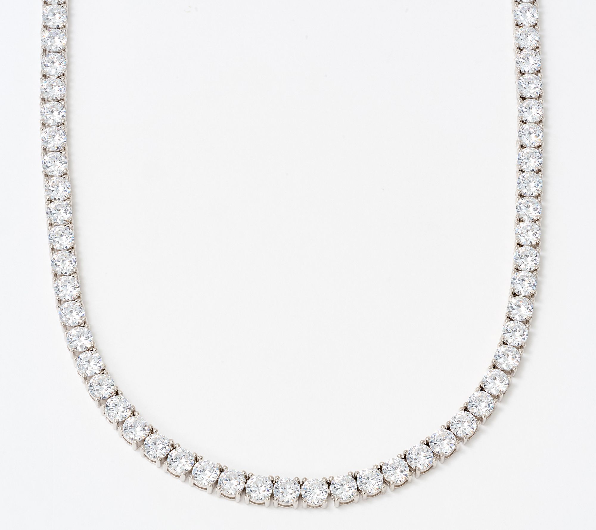 Diamonique Choice of Cut 4mm Tennis Necklace, Sterling Silver