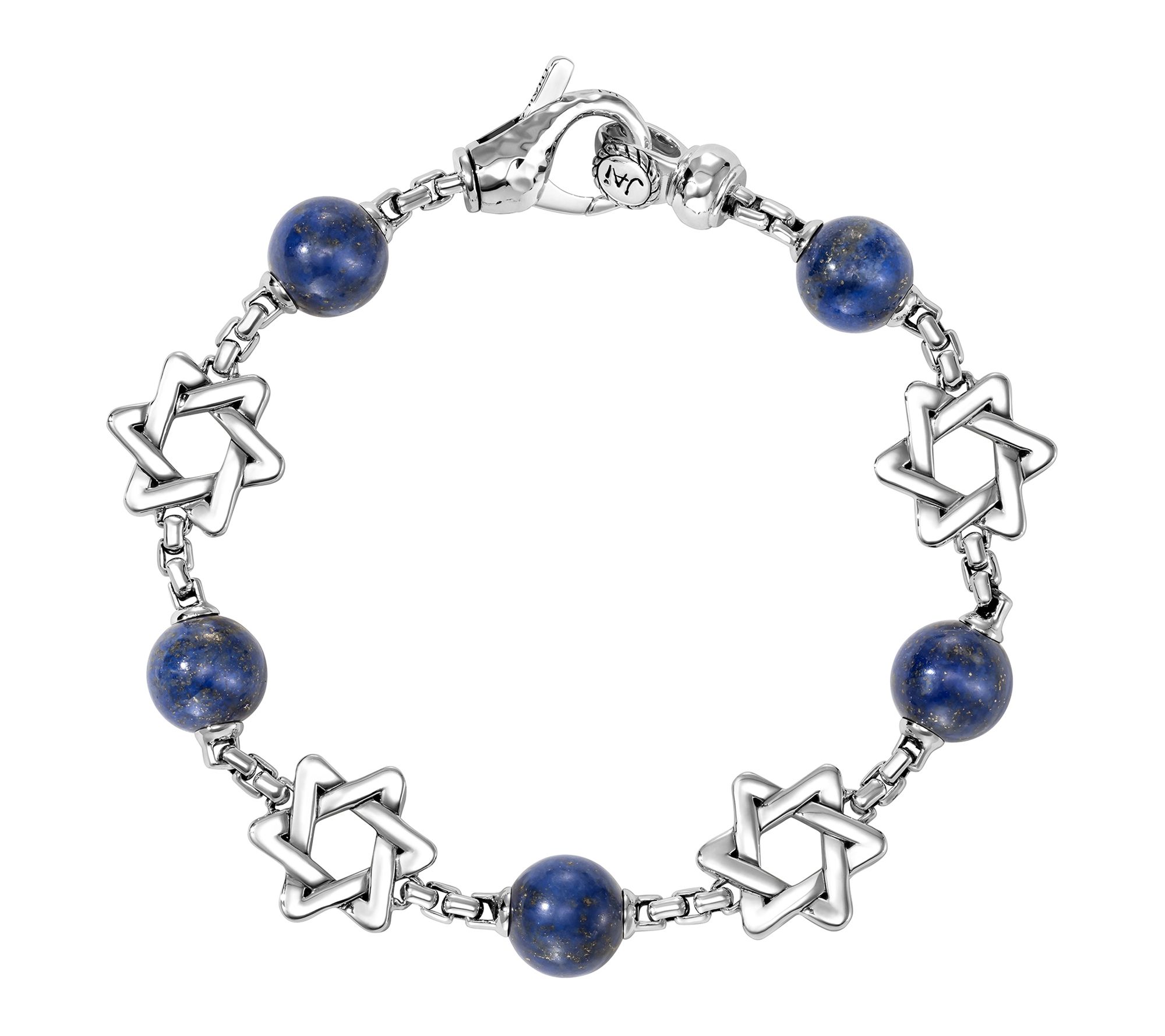 JAI Sterling Holiday Symbol Gemstone Bead Box Chain Bracelet