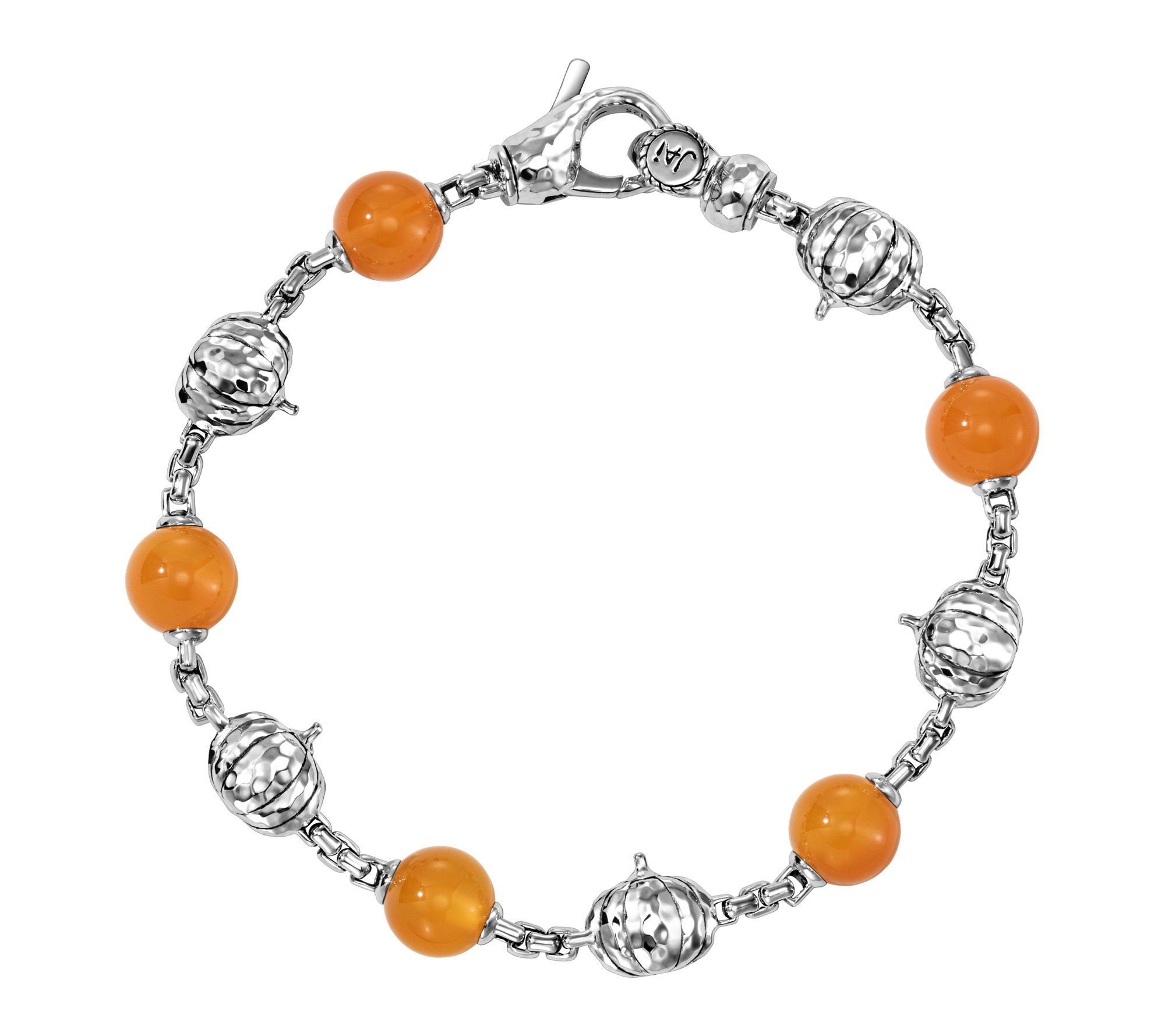 JAI Sterling Holiday Symbol Gemstone Bead Box Chain Bracelet