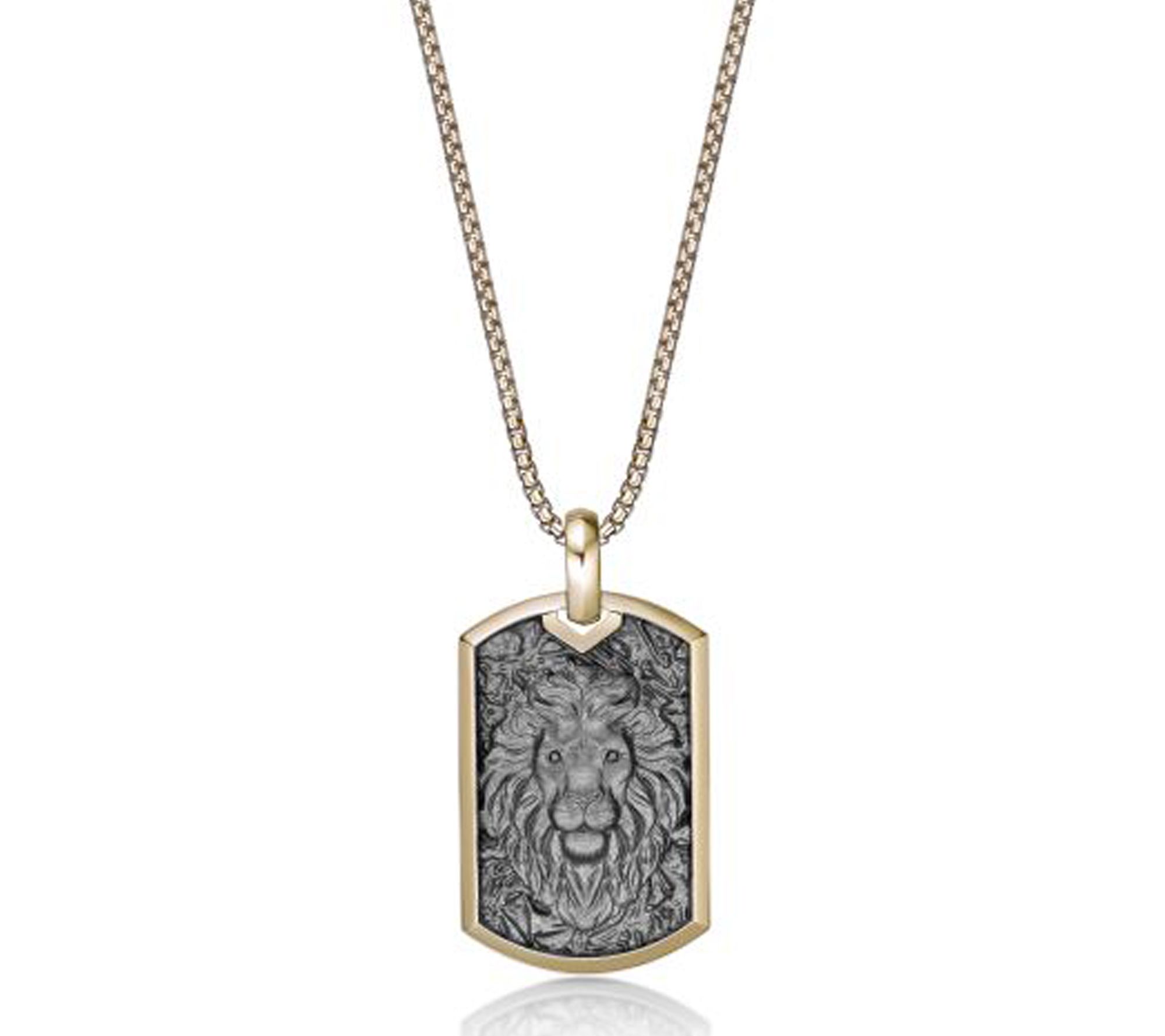LYNX Men's Sterling Black Diamond Lion Pendantw/ Chain