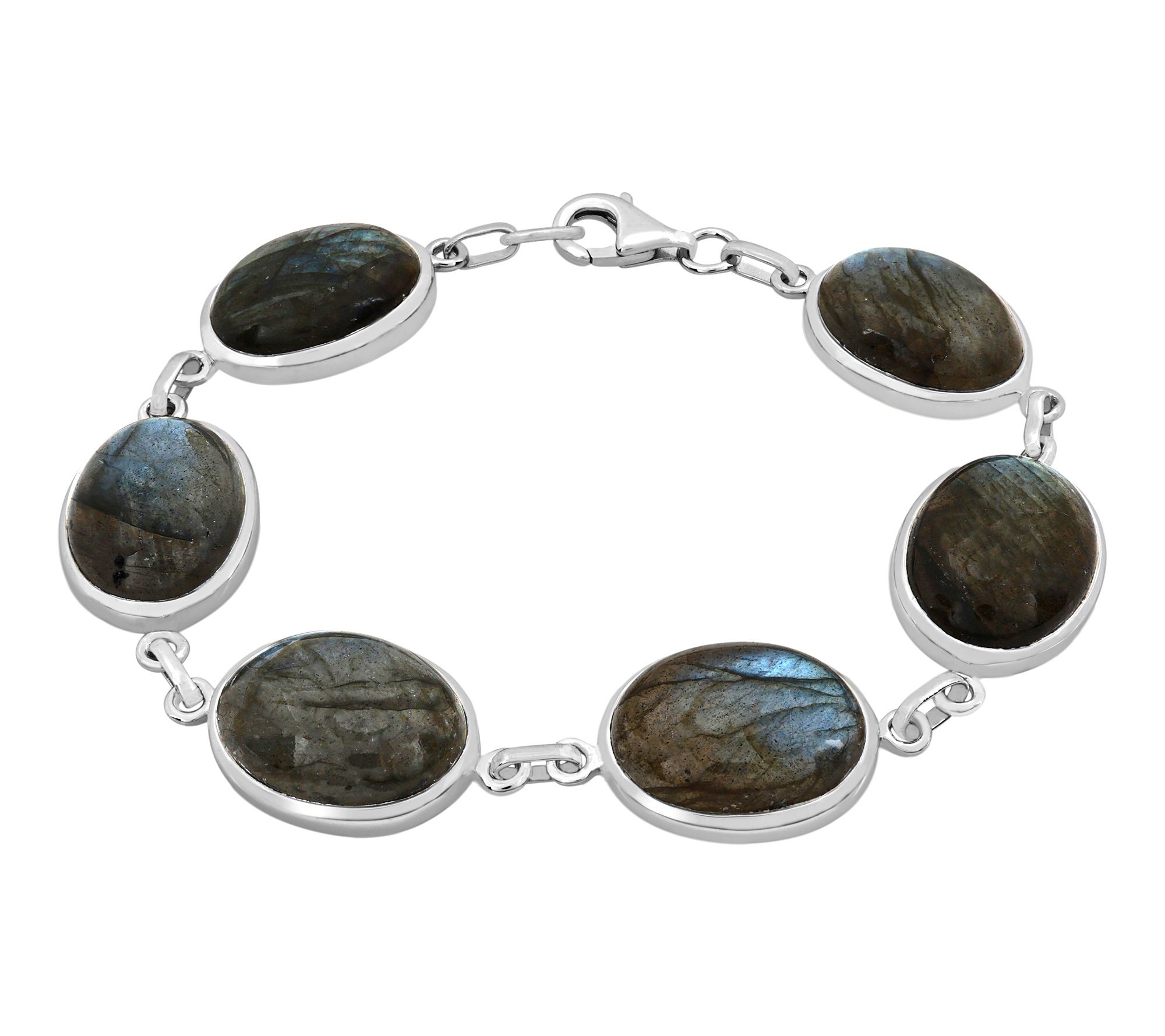 Affinity Gems Labradorite Oval Station Bracelet, Sterling