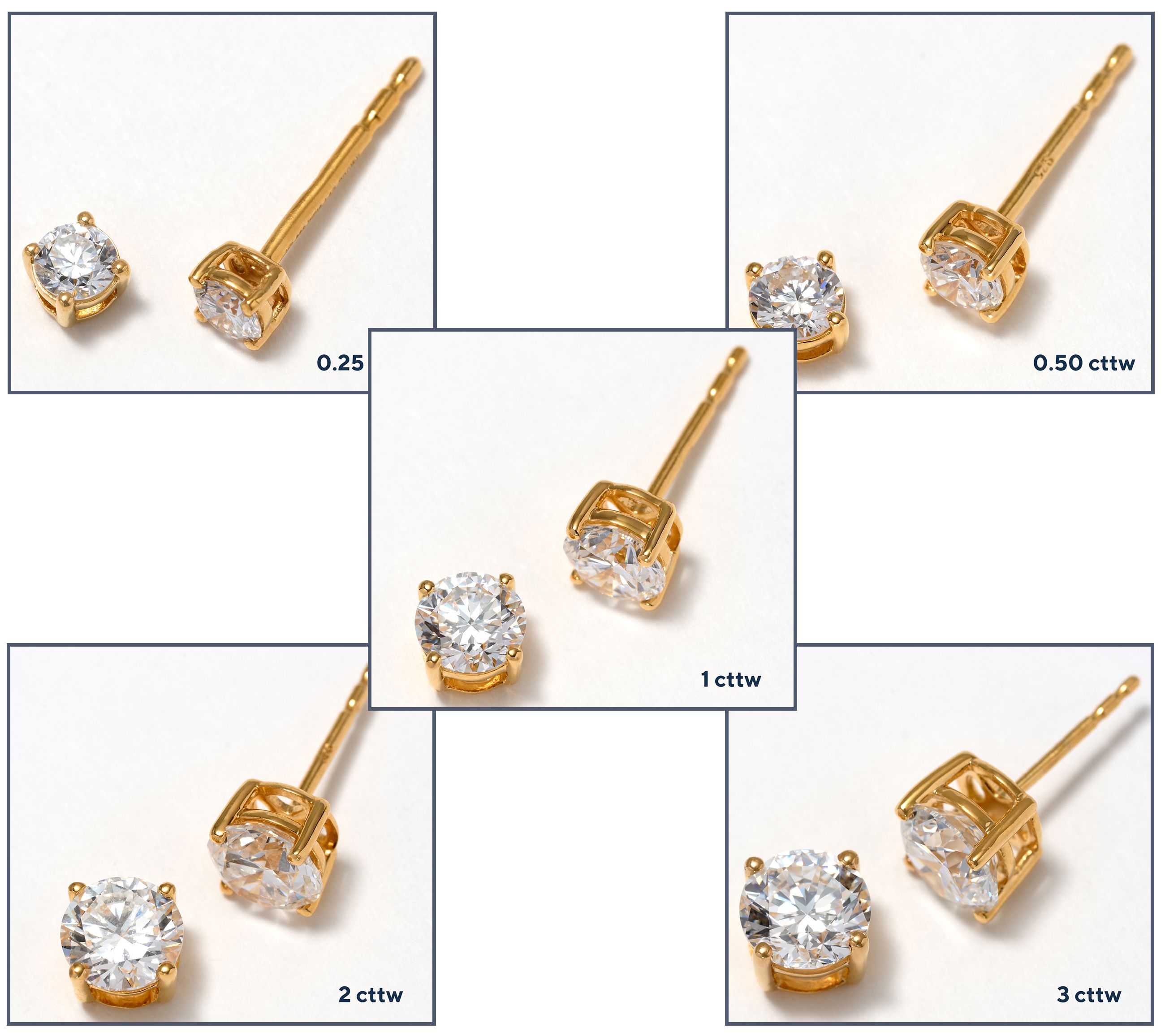 Fire Light Lab Grown Diamond Choice of cttw .25-3.00 Studs, Sterling Silver