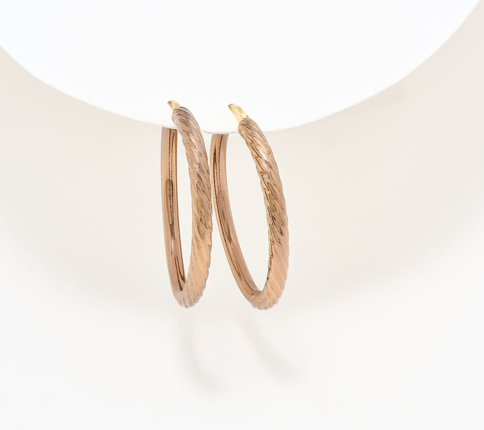 David Markstein Bronze Polished & Ribbed Earring, 1 1/4"