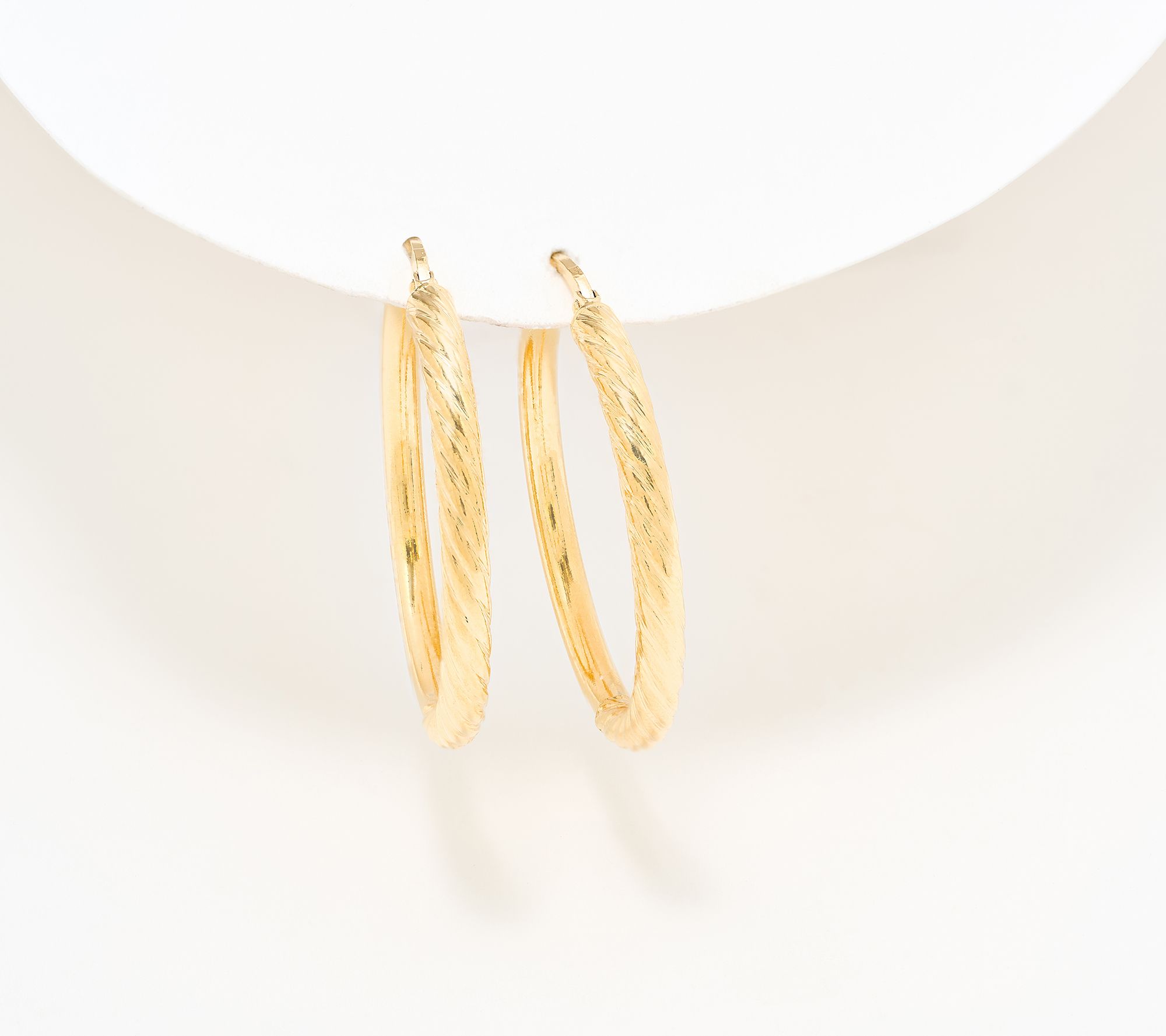 David Markstein Bronze Polished & Ribbed Earring, 1 1/4"