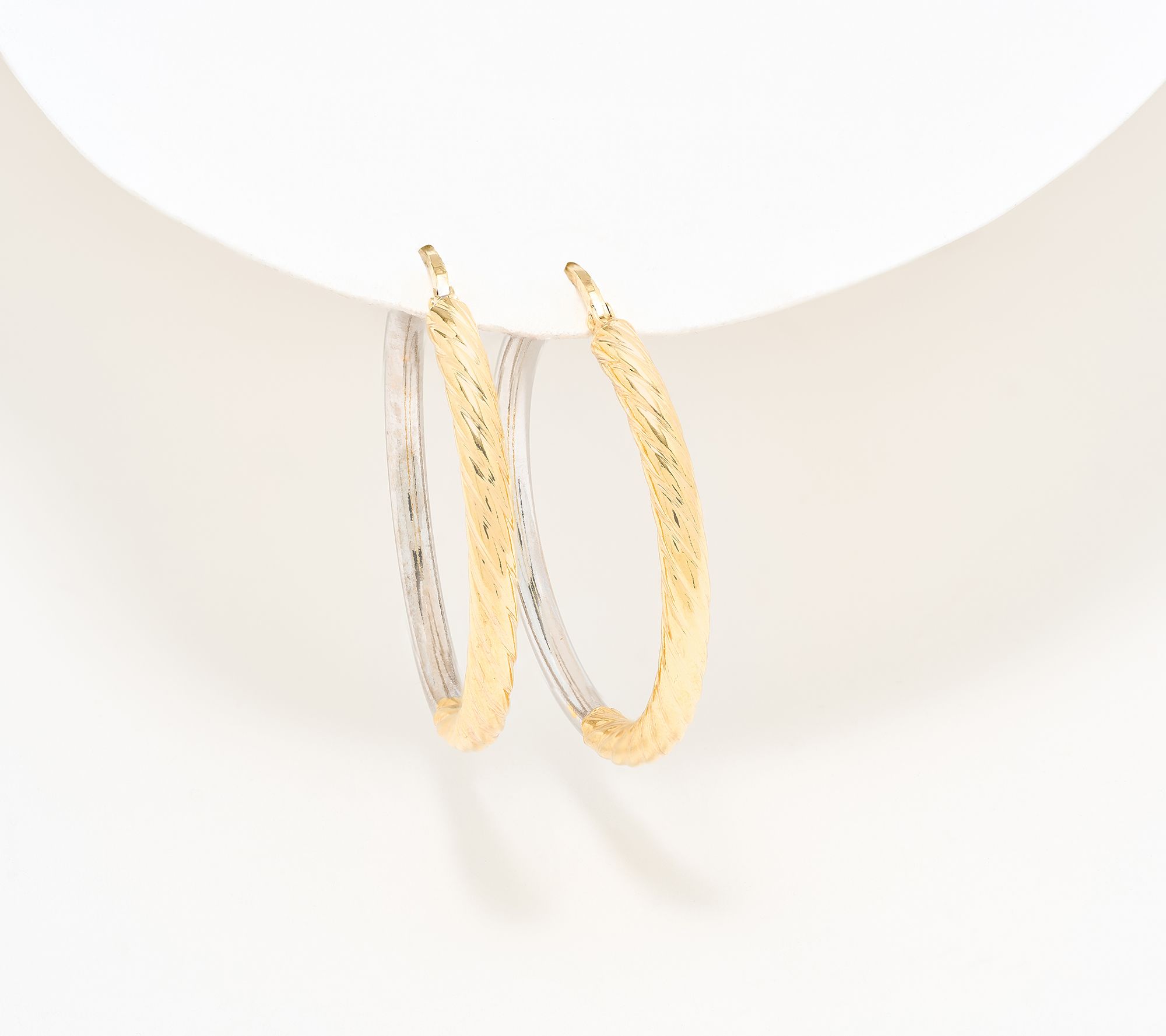 David Markstein Bronze Polished & Ribbed Earring, 1 1/4"