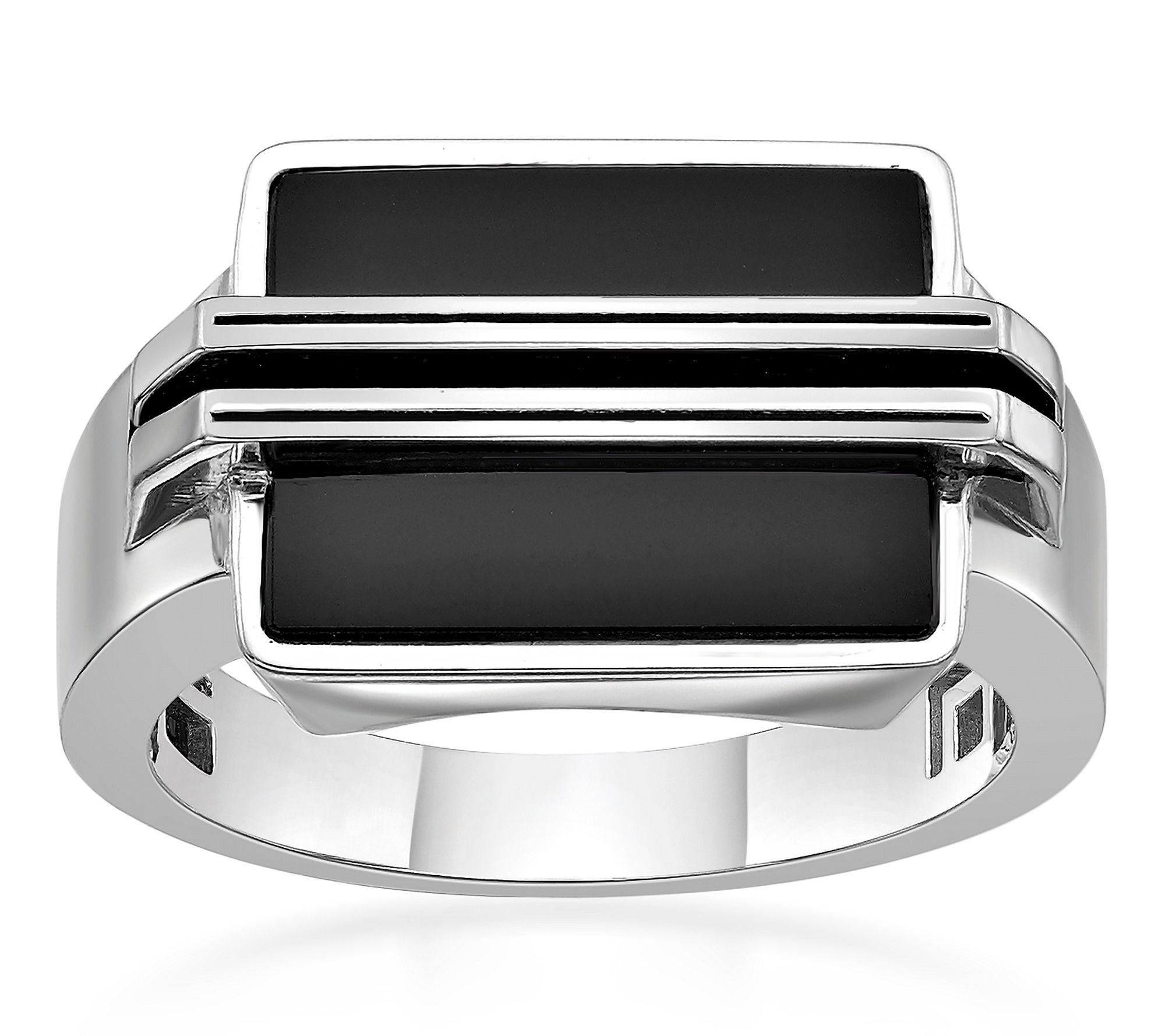 LYNX Men's Sterling Silver Onyx Signet Ring