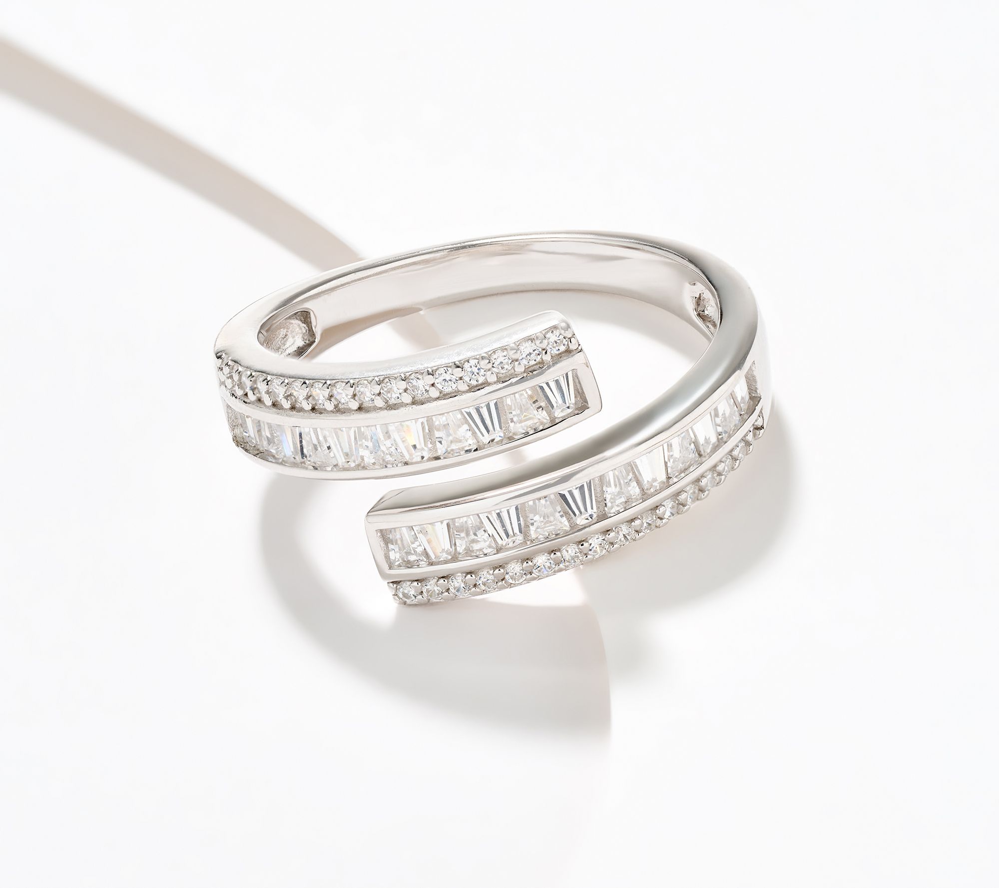 "As Is" Diamonique Multi-Stone Bypass Ring, Sterling Silver