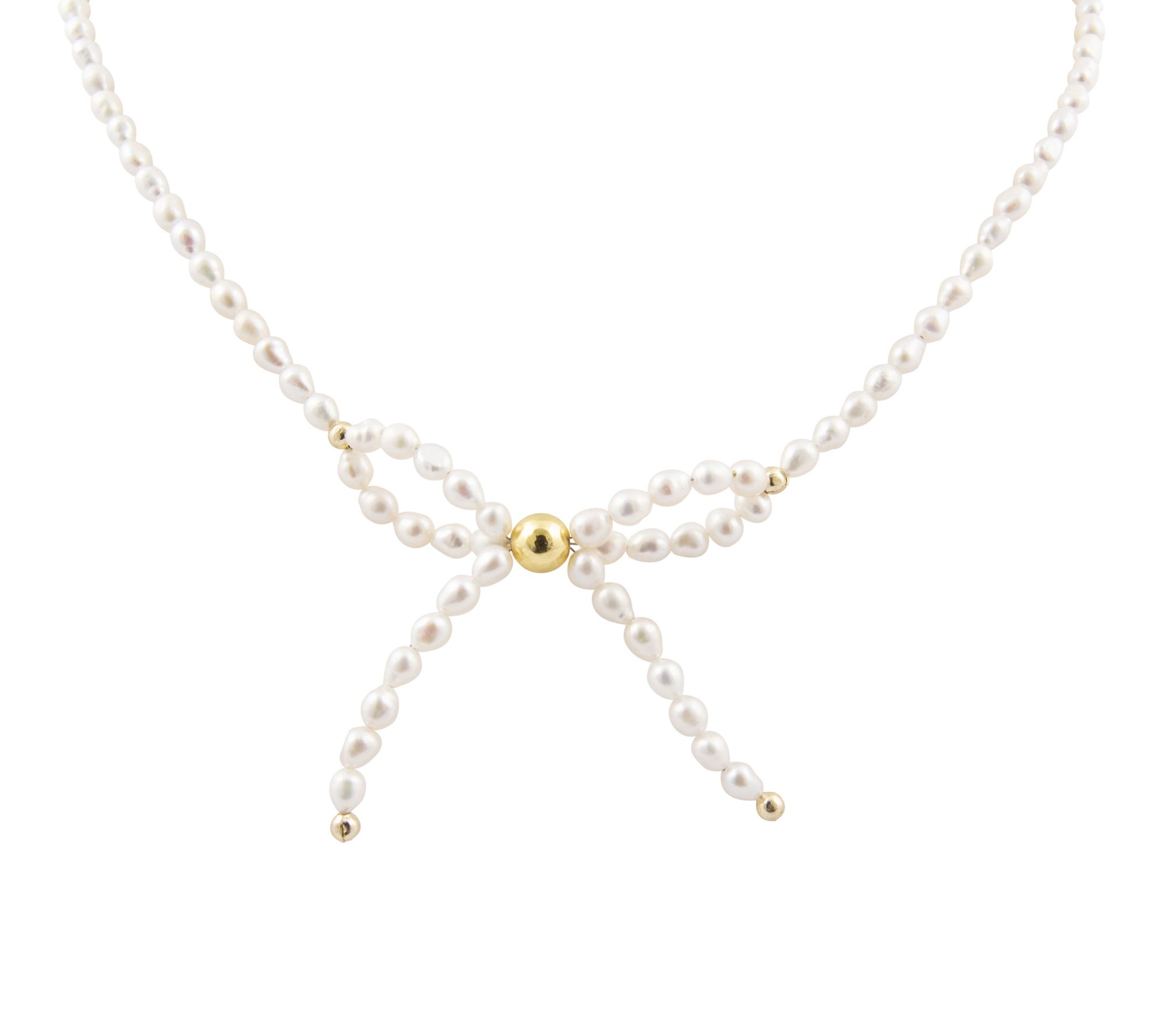 Barse Artisan Crafted 18K Plated Cultured PearlBow Necklace
