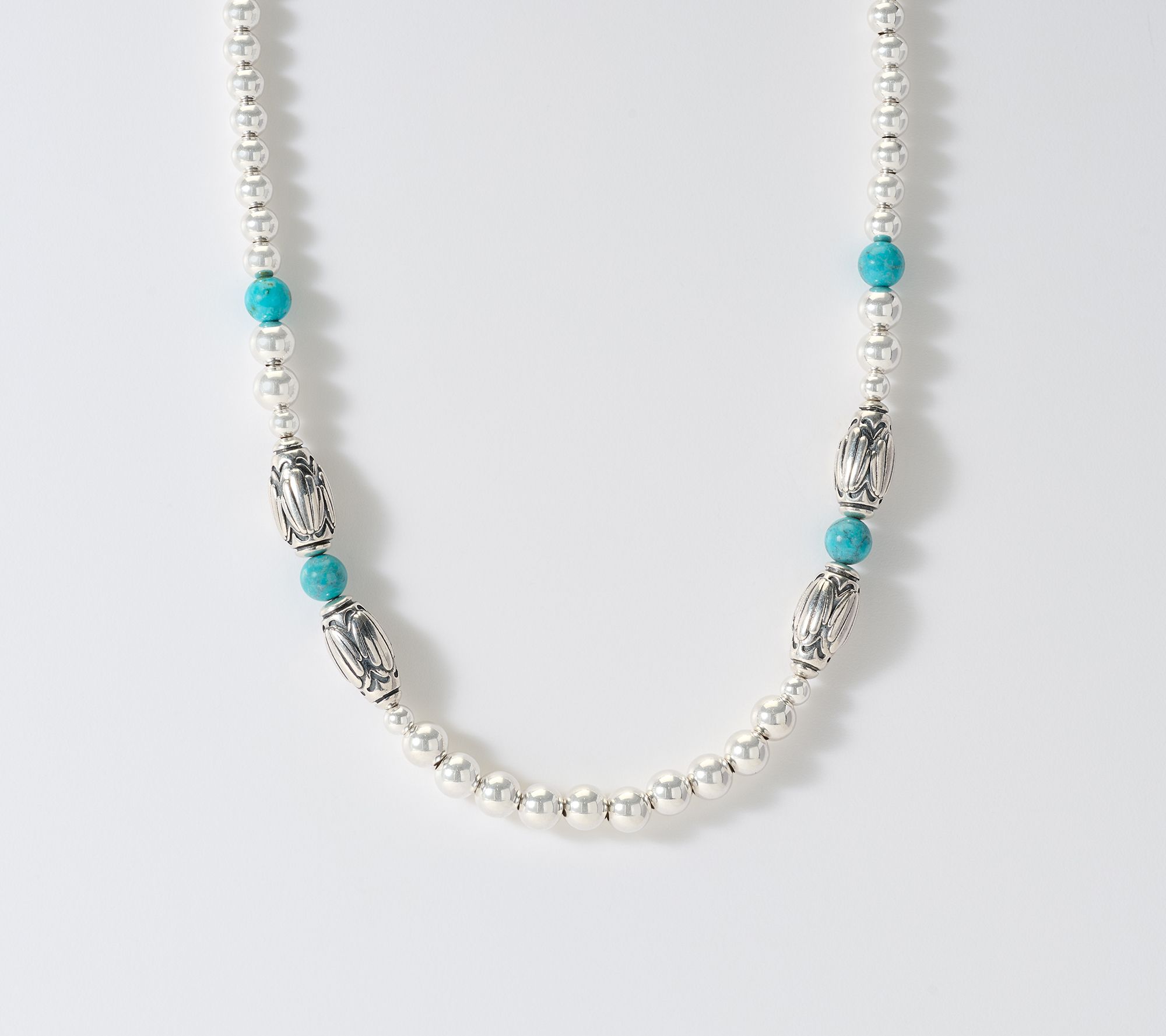 American West Sterling Silver Barrel & Gemstone Bead Necklace