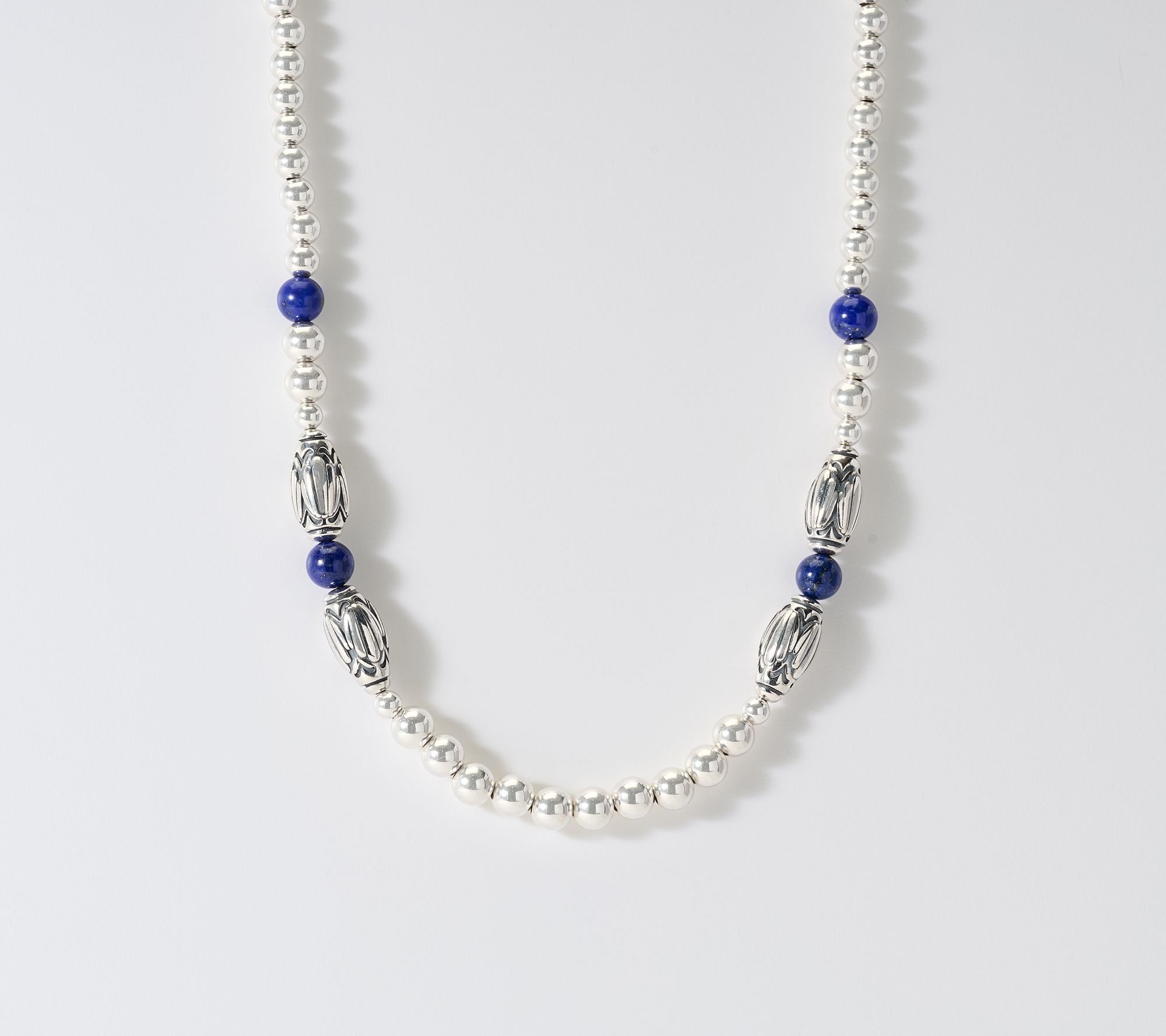 American West Sterling Silver Barrel & Gemstone Bead Necklace