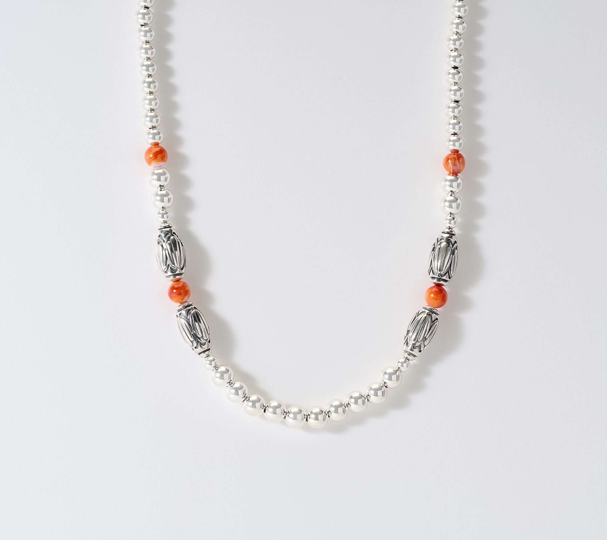 American West Sterling Silver Barrel & Gemstone Bead Necklace