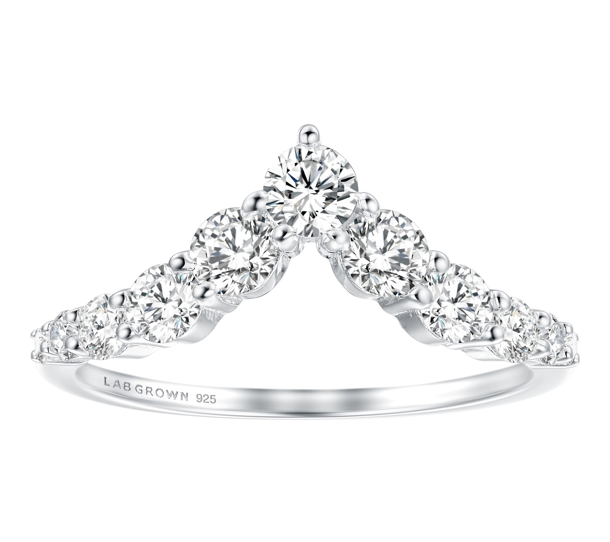 Fire Light 0.85 cttw Lab Grown Diamond ChevronRing, Sterling