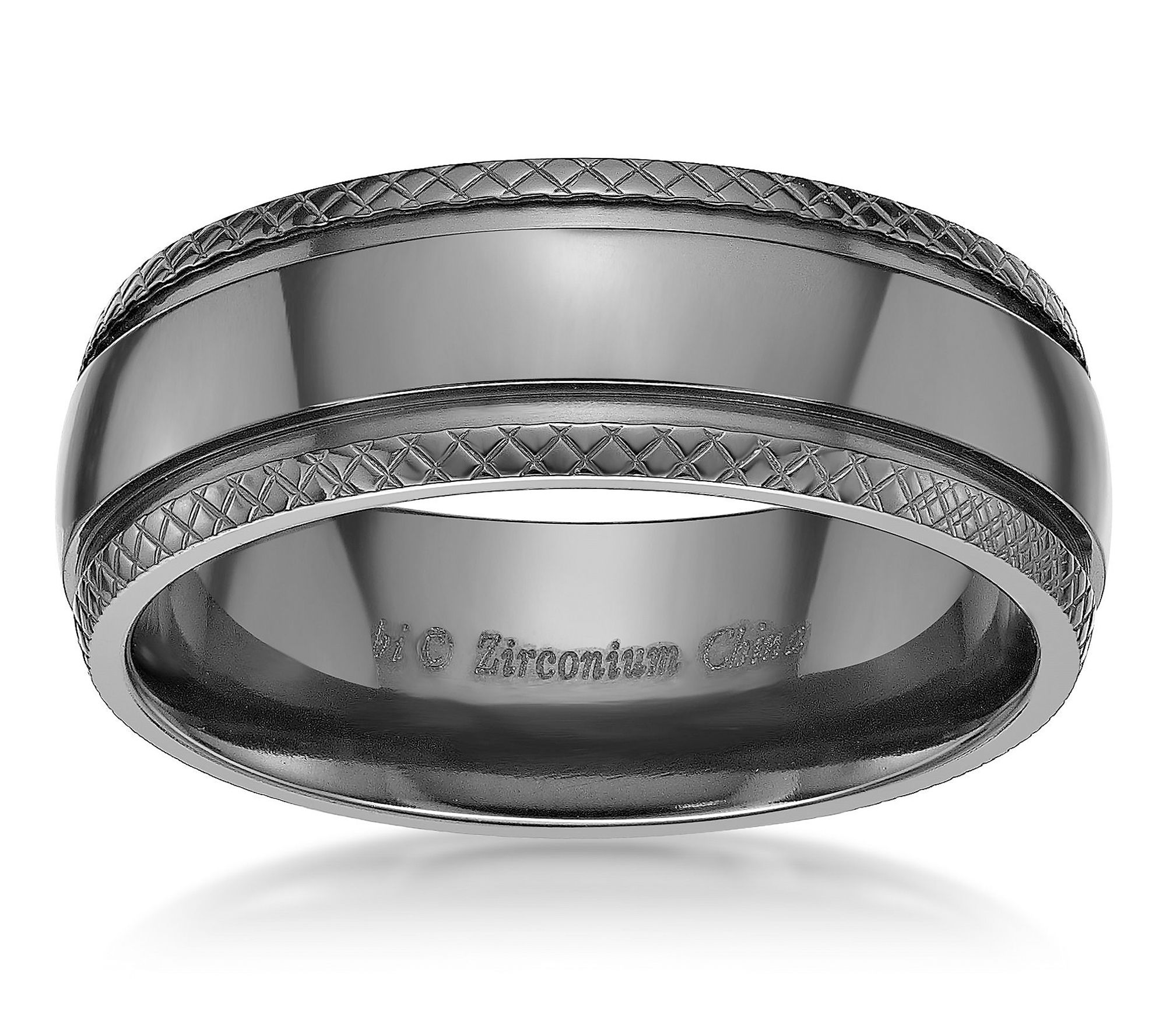 LYNX Men's Stainless Steel Black Zirconium Ring