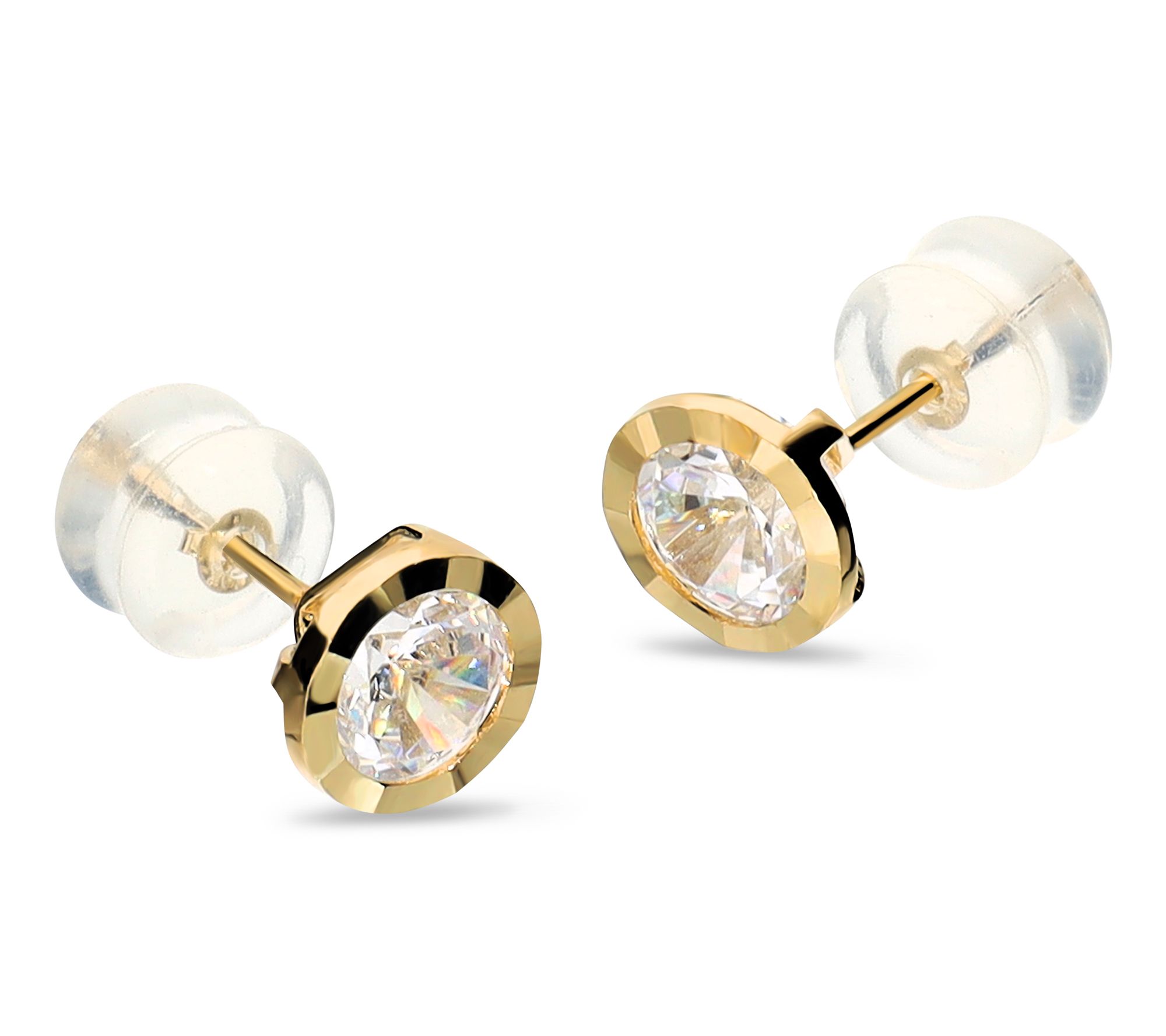 Diamonique Gold Round Cut Stud Earrings, 10K