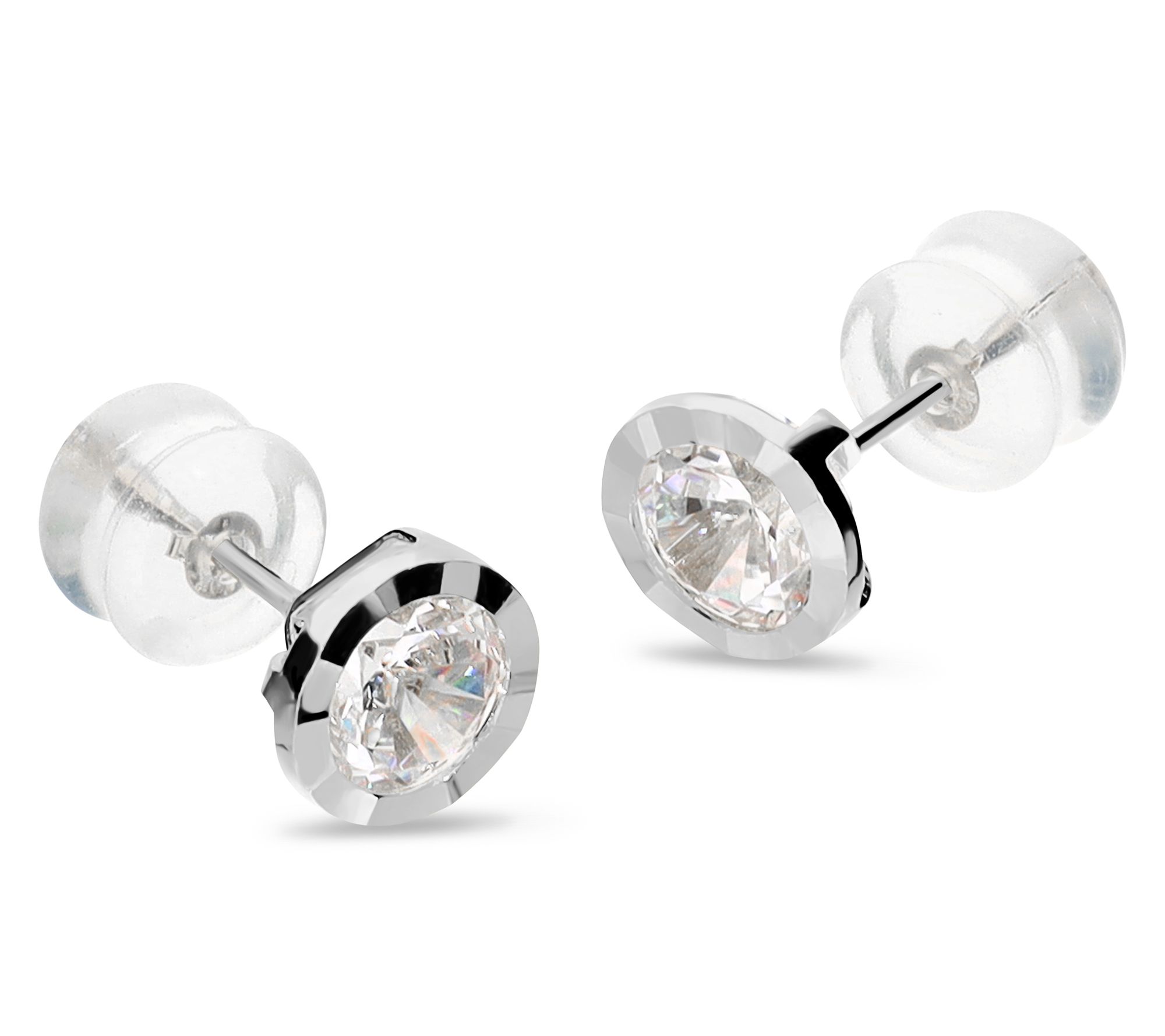 Diamonique Gold Round Cut Stud Earrings, 10K