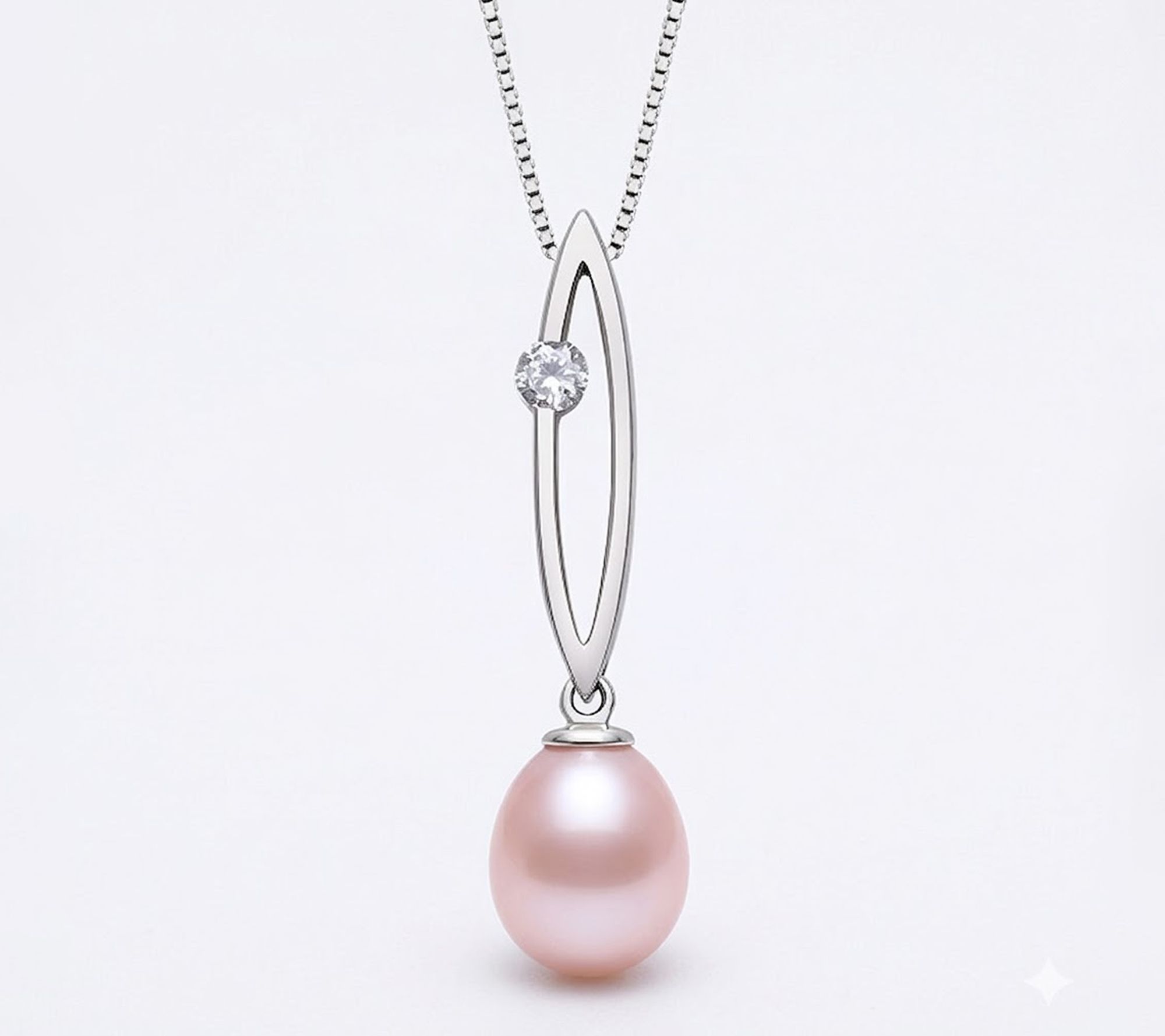 Amour De Pearl Pink Cultured Pearl Pendant w/ Chain, Sterling