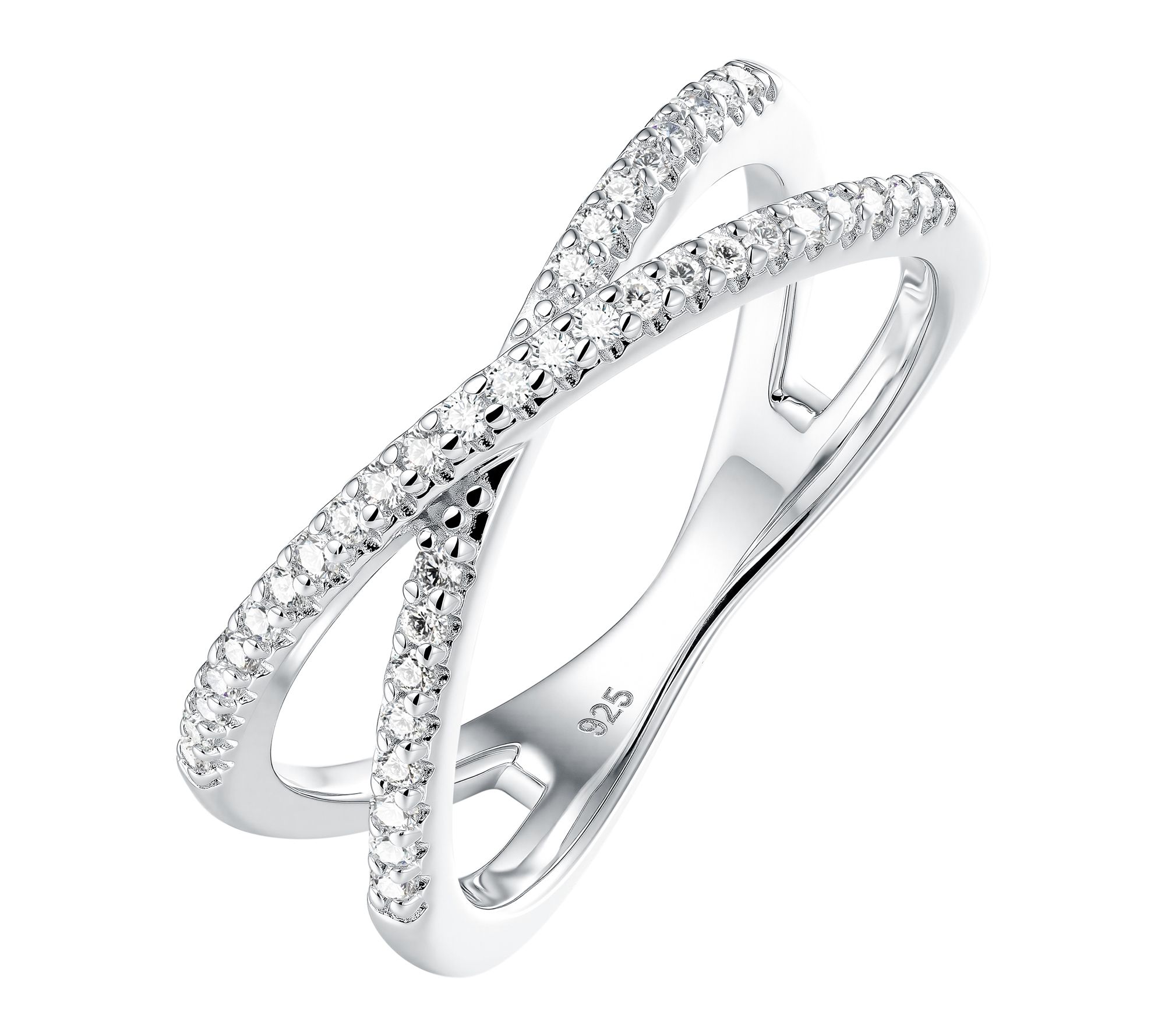 Accents by Affinity Pave Crossover Ring, Sterling Siver