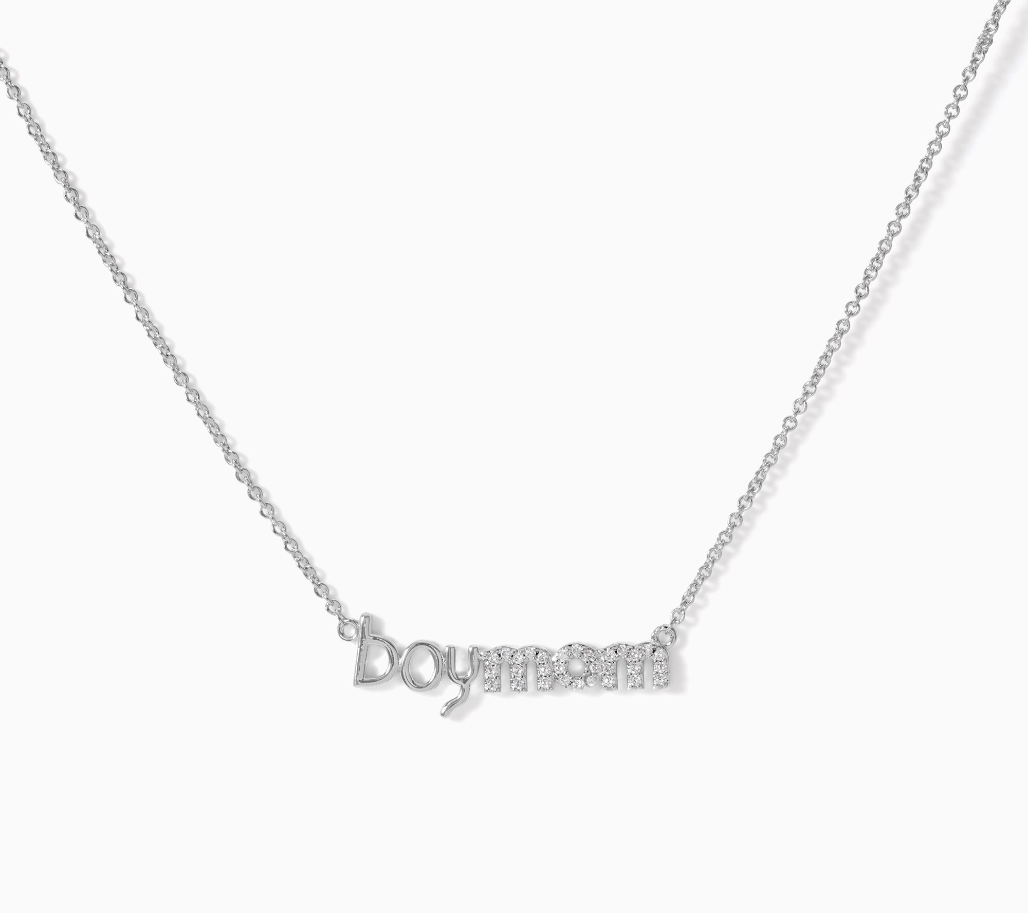 Diamonique Boy Mom Necklace, Brass