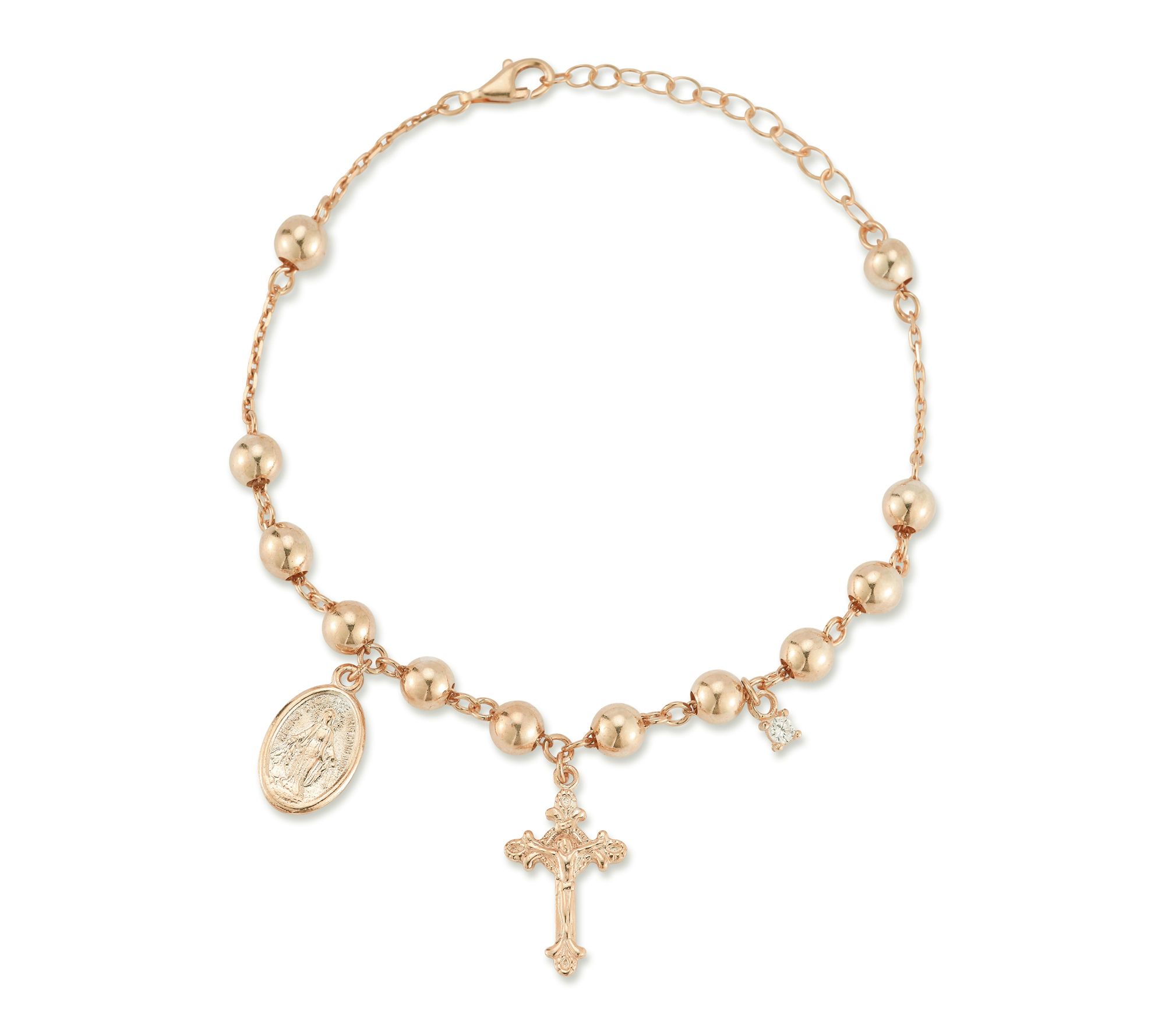 Sterlina Silver Rosary Ankle Bracelet, Sterling
