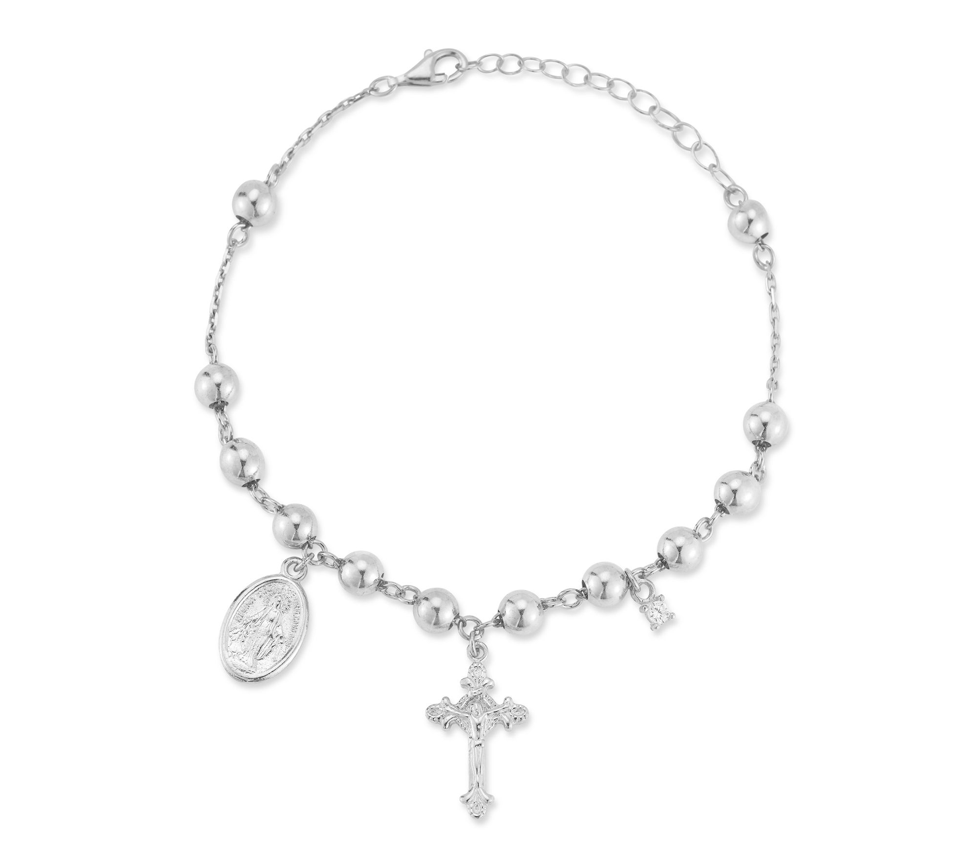 Sterlina Silver Rosary Ankle Bracelet, Sterling