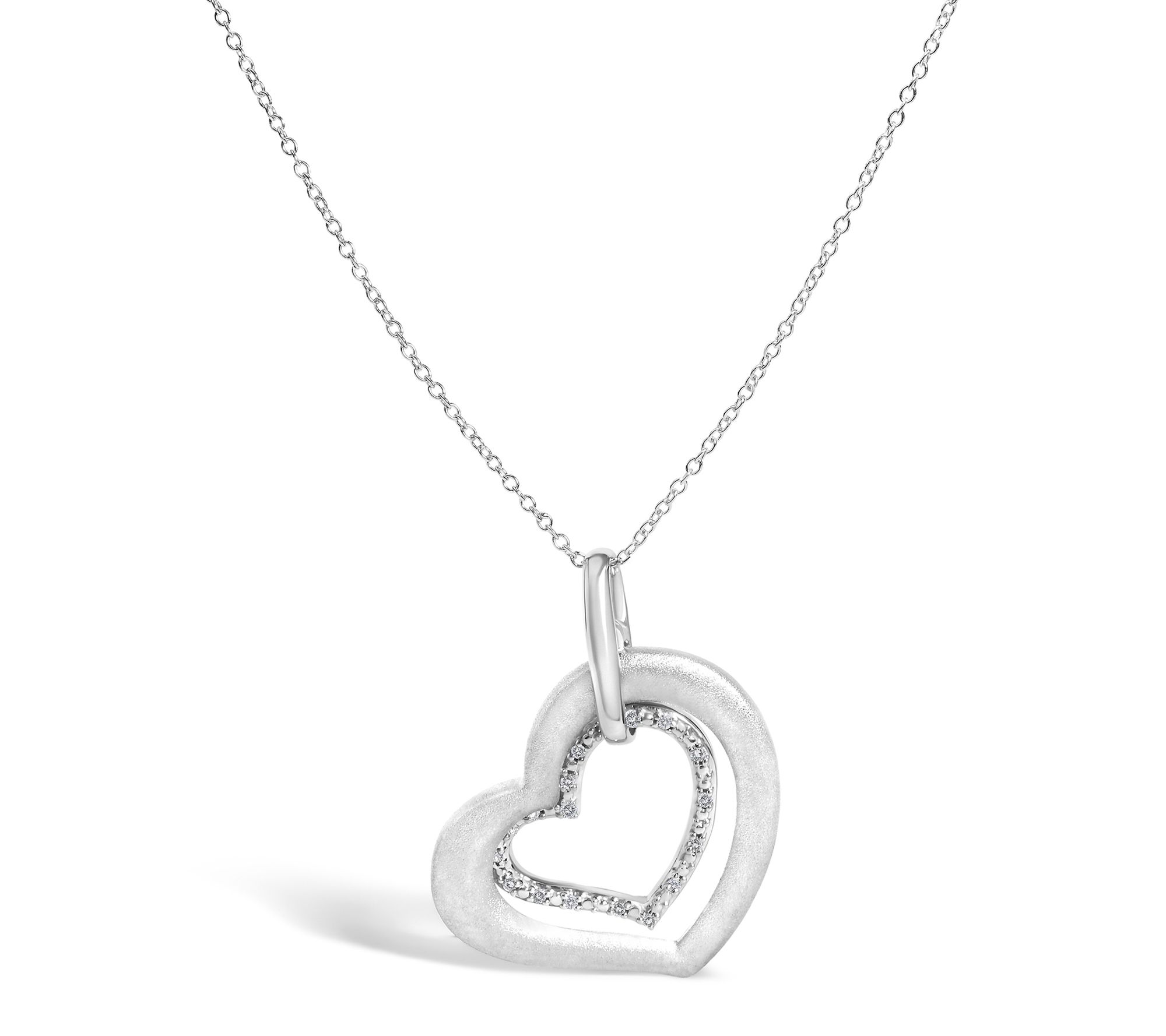 Haus of Brilliance Diamond Heart Pendant Necklace Sterl