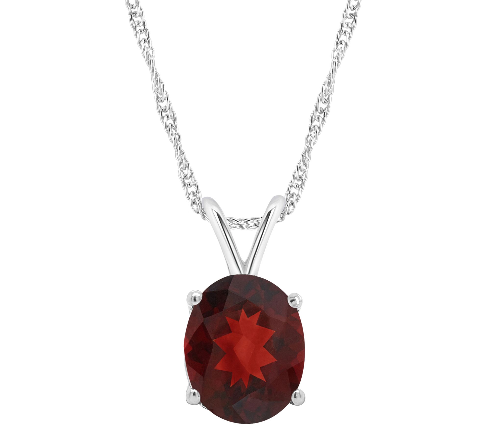 14K Gold Oval 2.80 cttw Garnet Pendant with Chain