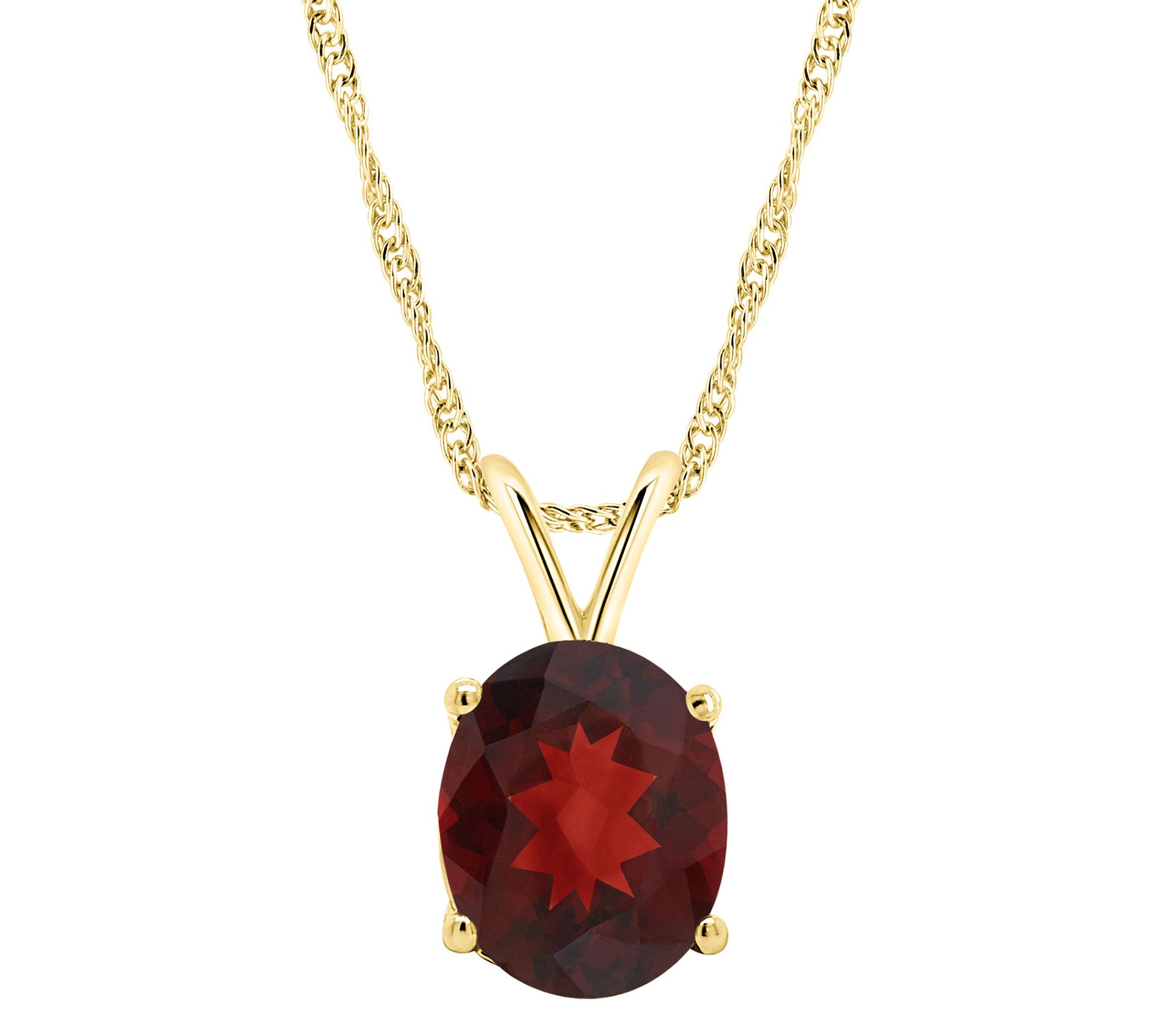 14K Gold Oval 2.80 cttw Garnet Pendant with Chain