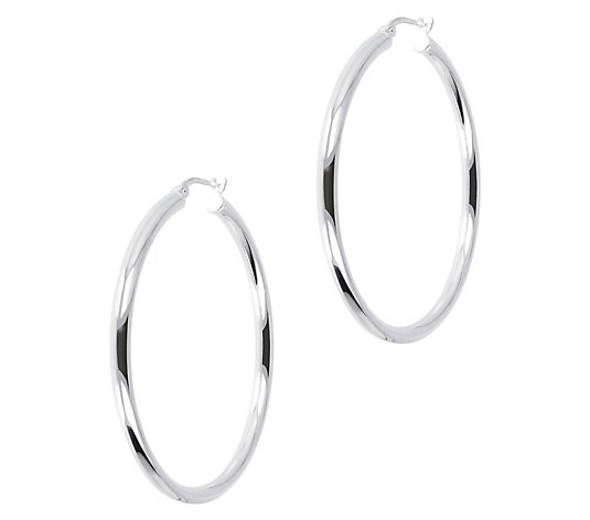 UltraFine Silver 1-3/4" Polished Round Hoop Earrings
