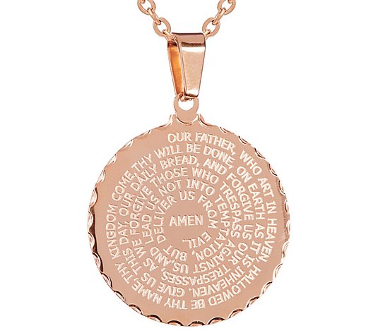 Steel by Design Round Our Father Prayer Pendant