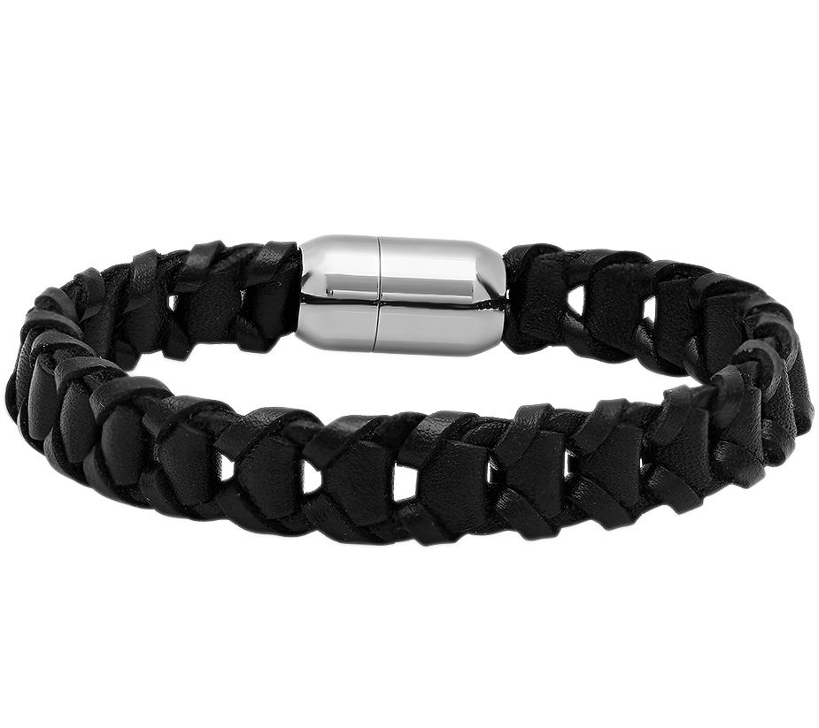 Steel by Design Men's Leather Bracelet w/ Magnetic Clasp - QVC.com