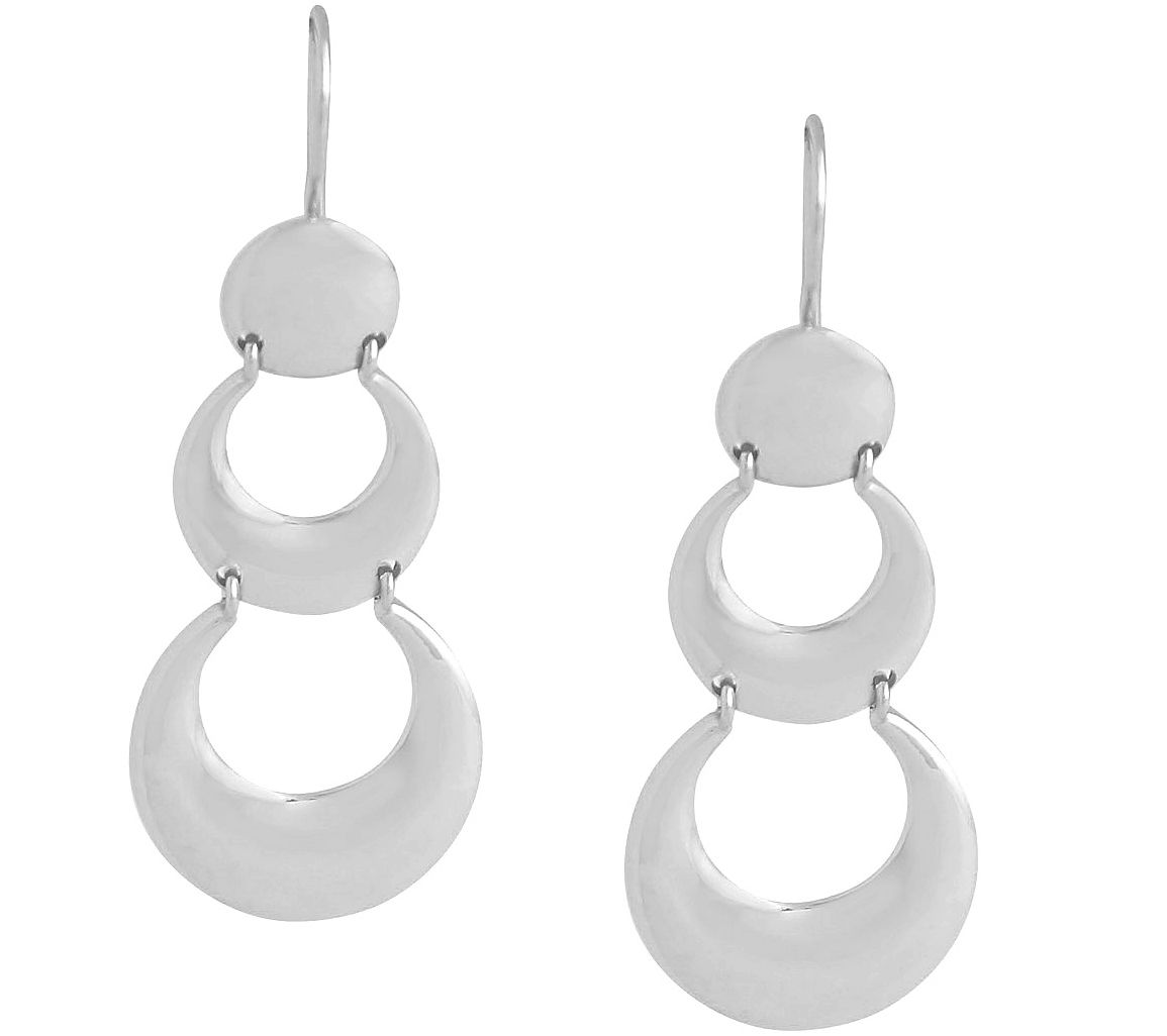 Sterling Double Crescent Drop Earrings by Silver Style