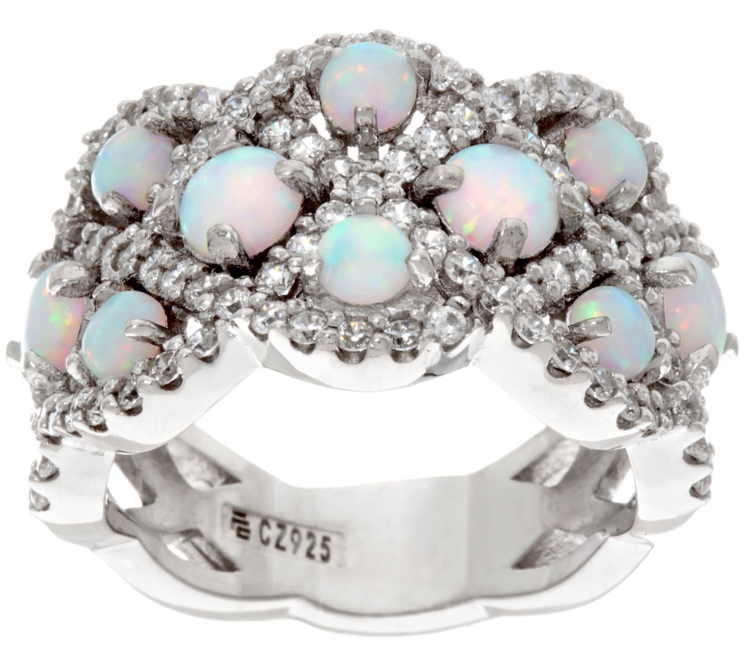 Qvc synthetic fashion opal diamonique ring