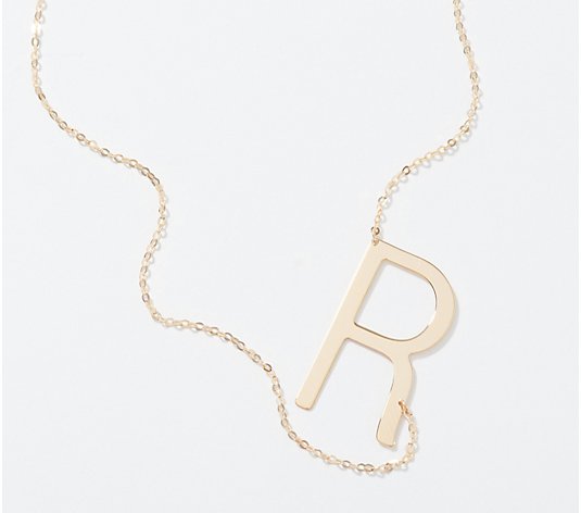 "As Is"Italian Gold 14K Gold 18" Initial Necklace, 1.1-1.4g
