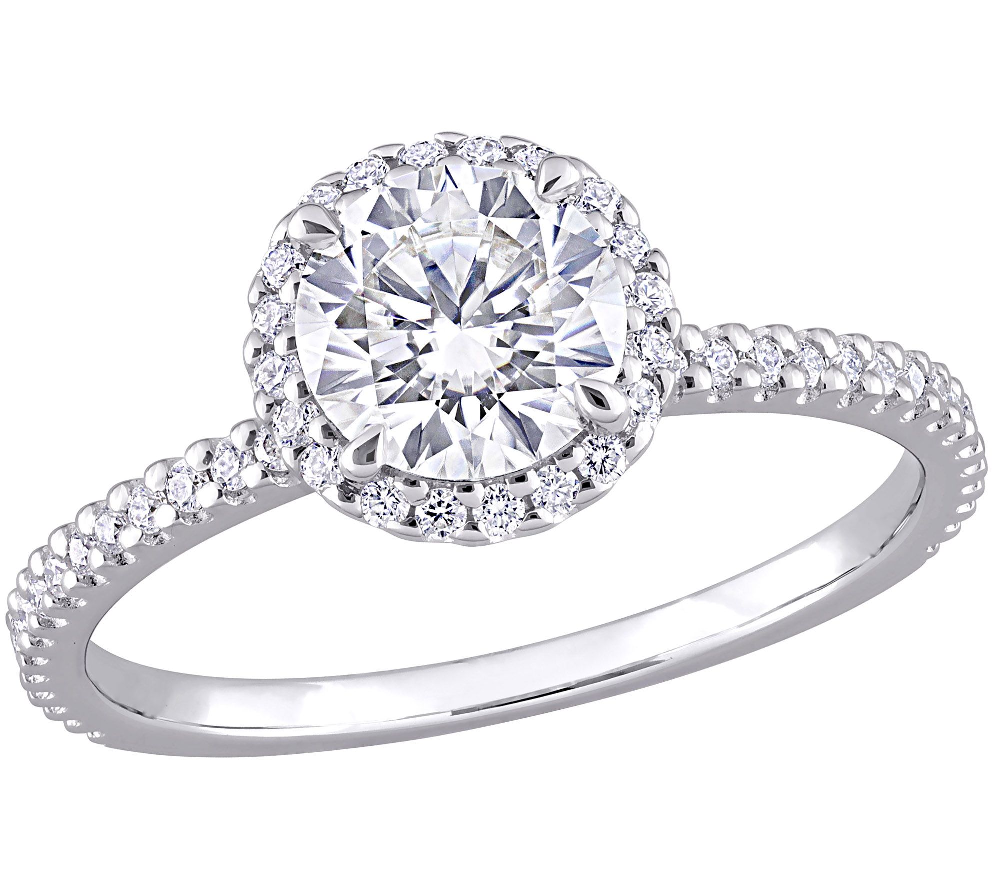 MoissanIce Moissanite 1.25 cttw Halo Ring, Sterling
