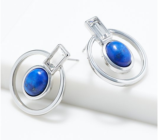 Susan Graver Stone & Crystal Drop Earrings