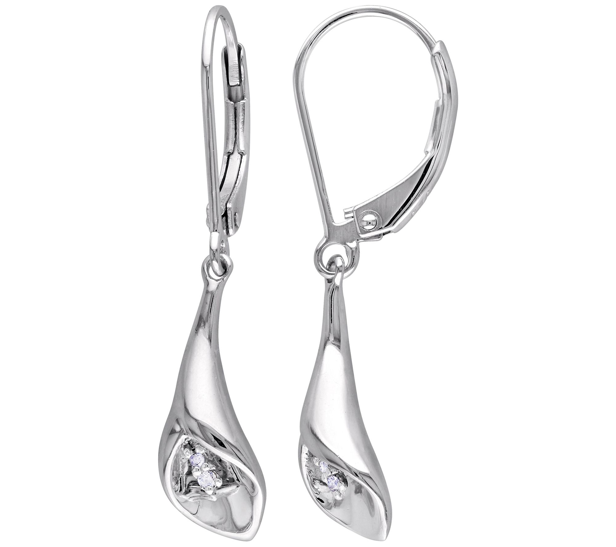 Affinity Calla Lily Diamond Accent Earrings, St erling Silver