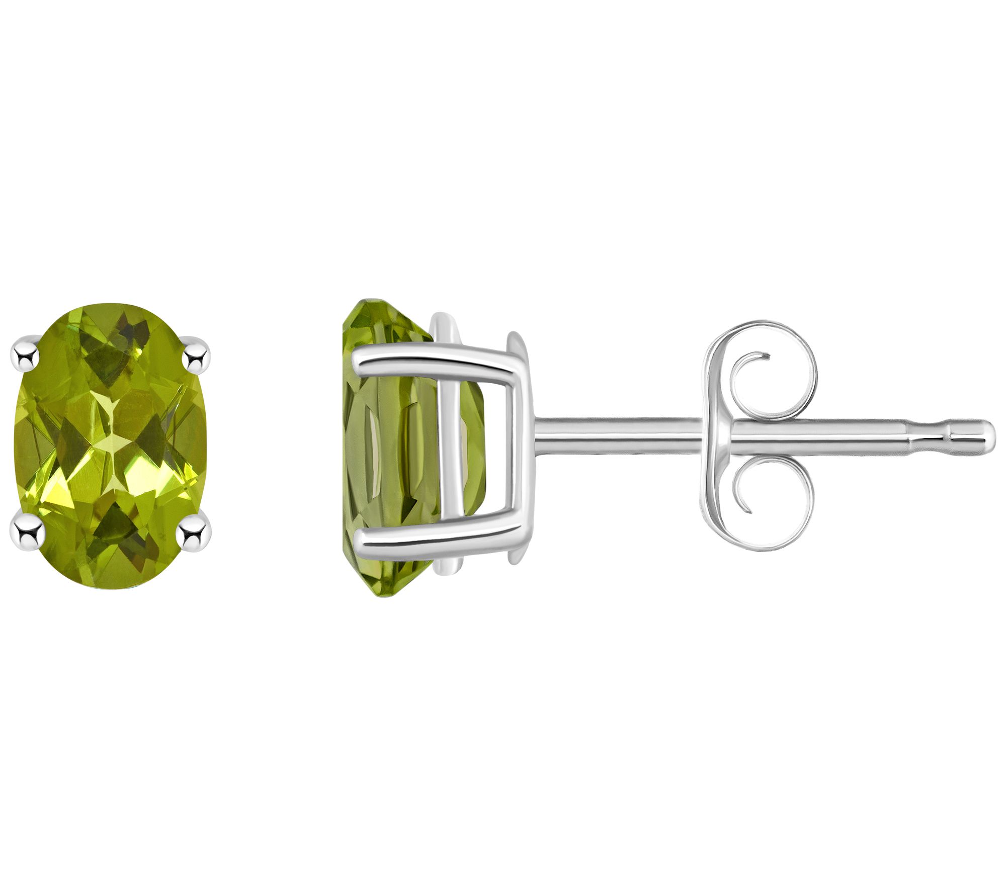 14K Gold Oval 1.10 cttw Peridot Stud Earrings