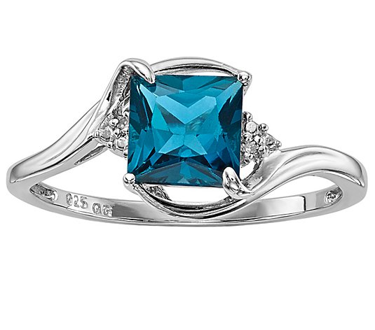 Sterling 1.35 ct London Blue Topaz & Diamond Accent Ring